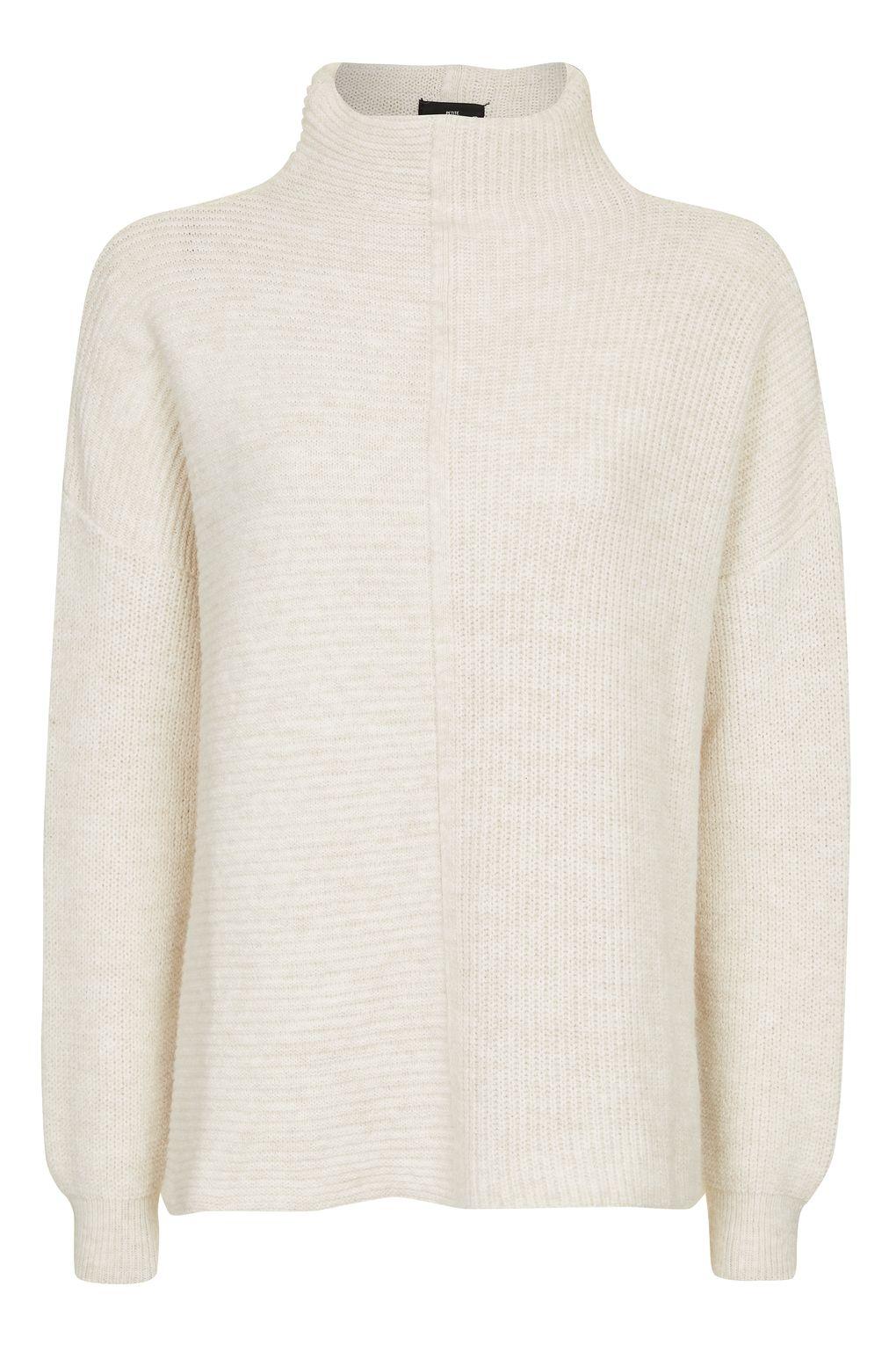 Lyst - Topshop Petite Variated Rib Knitted Jumper in White