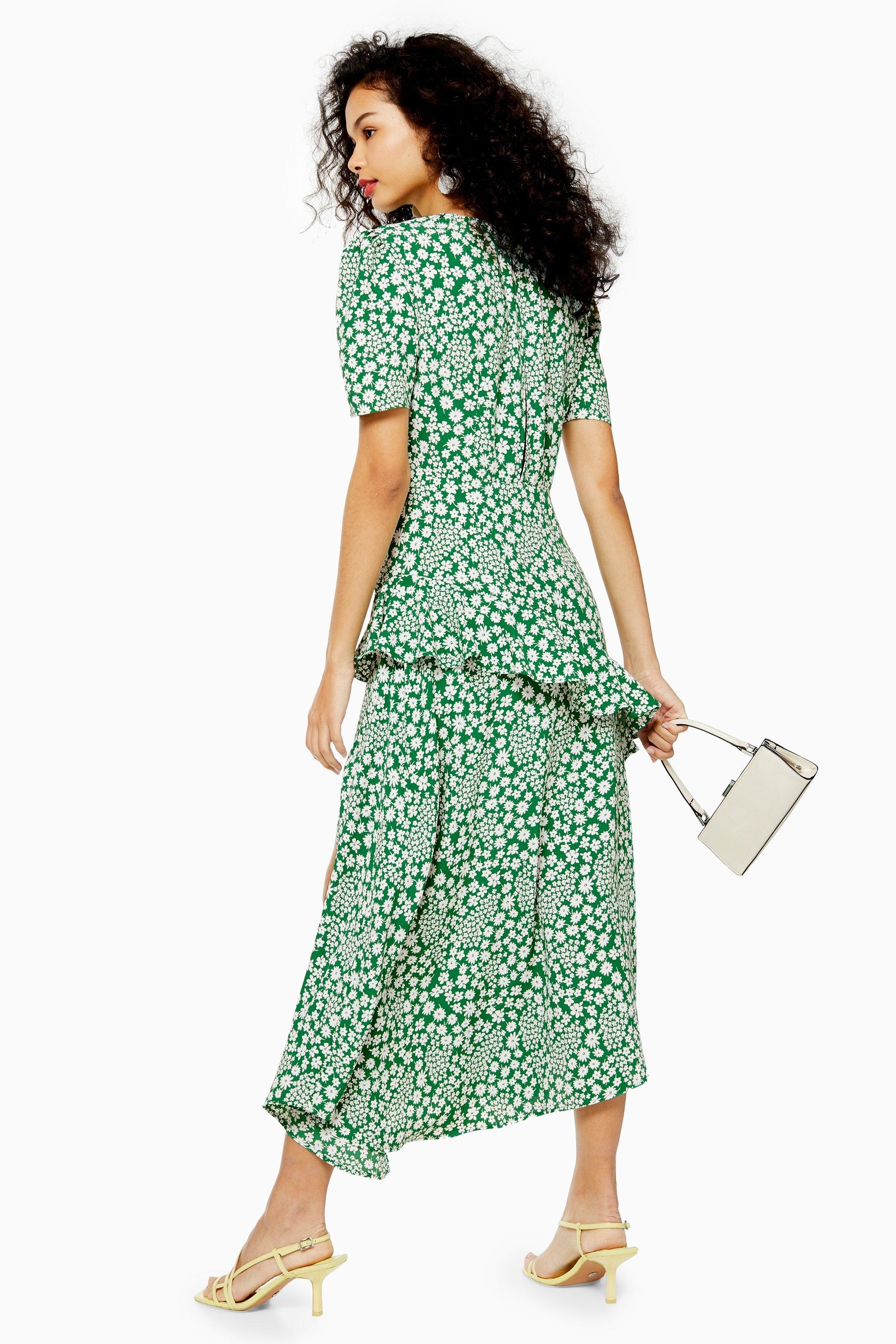 Topshop green floral midi dress Clearance