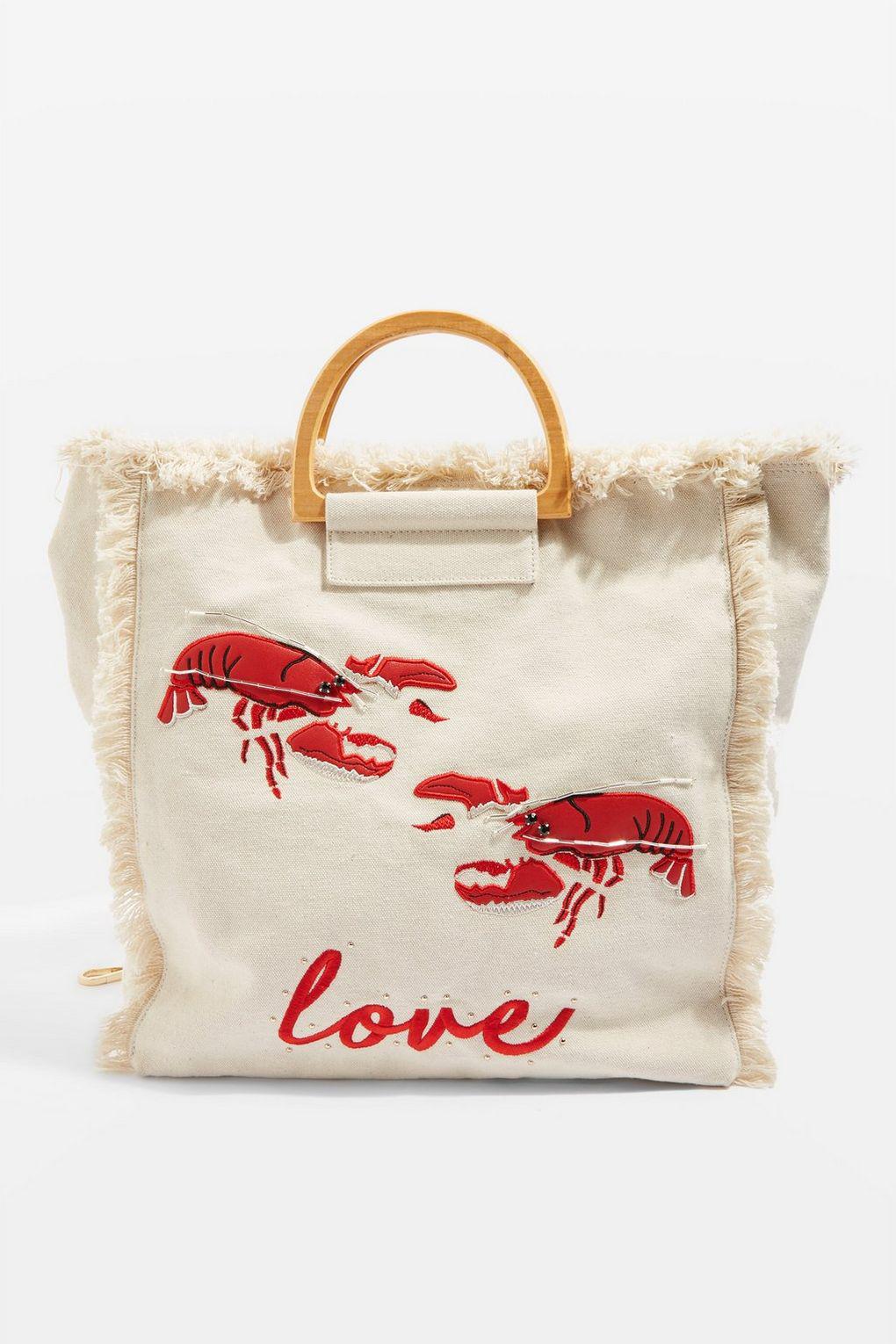 TOPSHOP Bobby Lobster Canvas Shopper Bag in Natural - Lyst