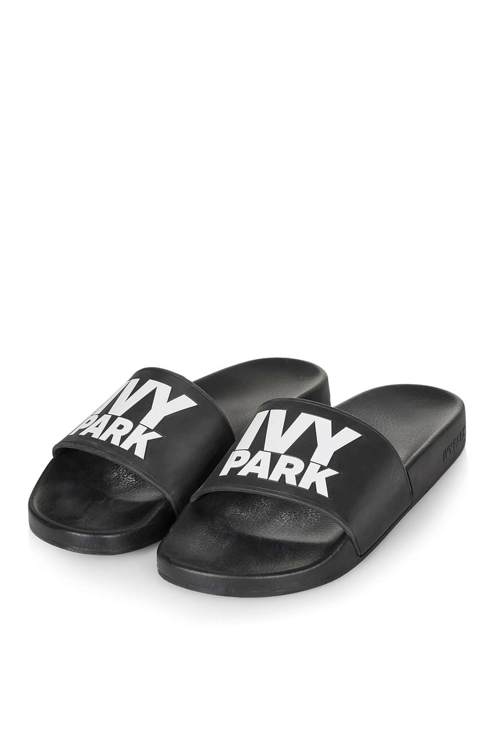 ivy park flip flops black