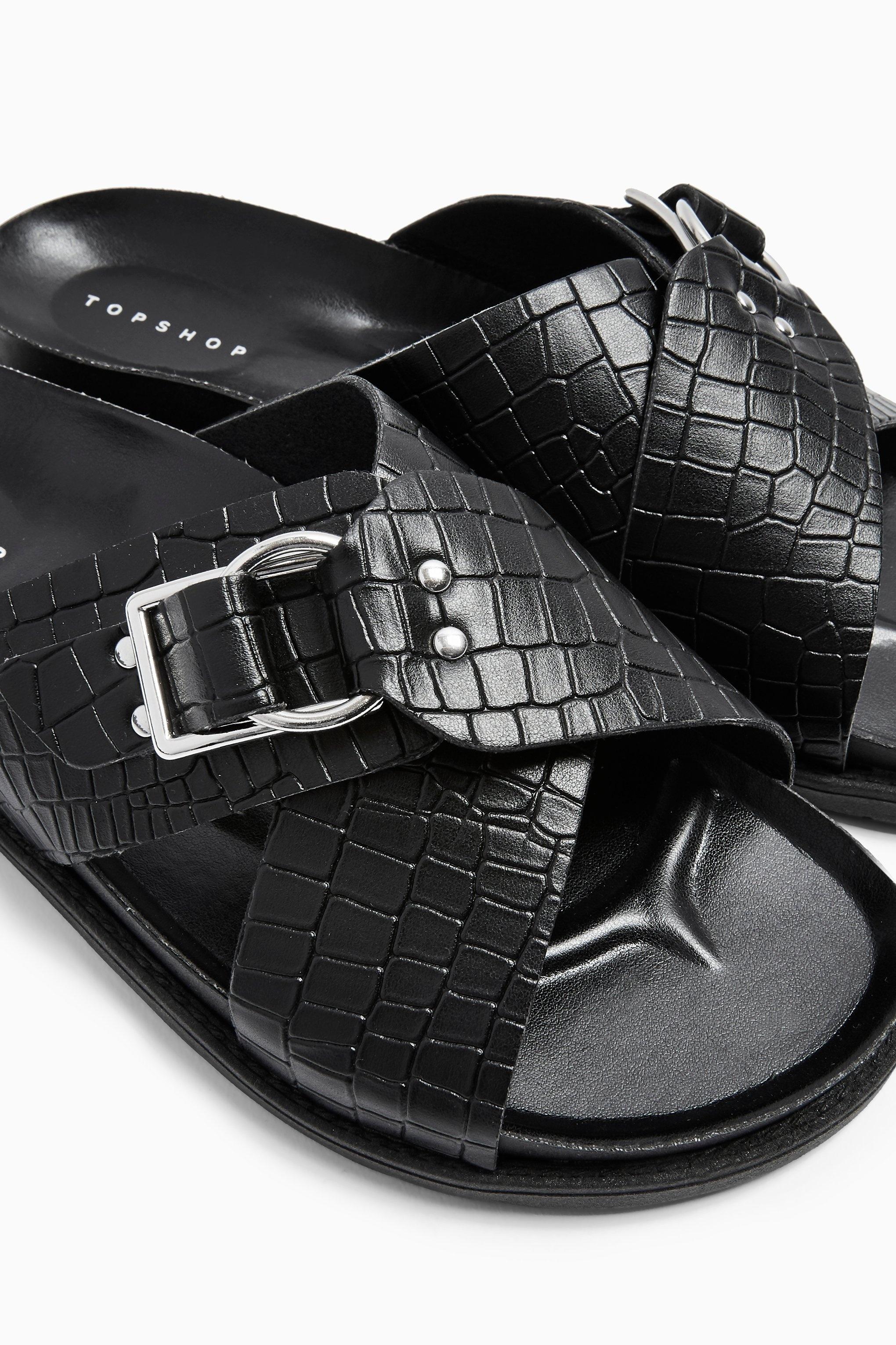 black footbed sandals