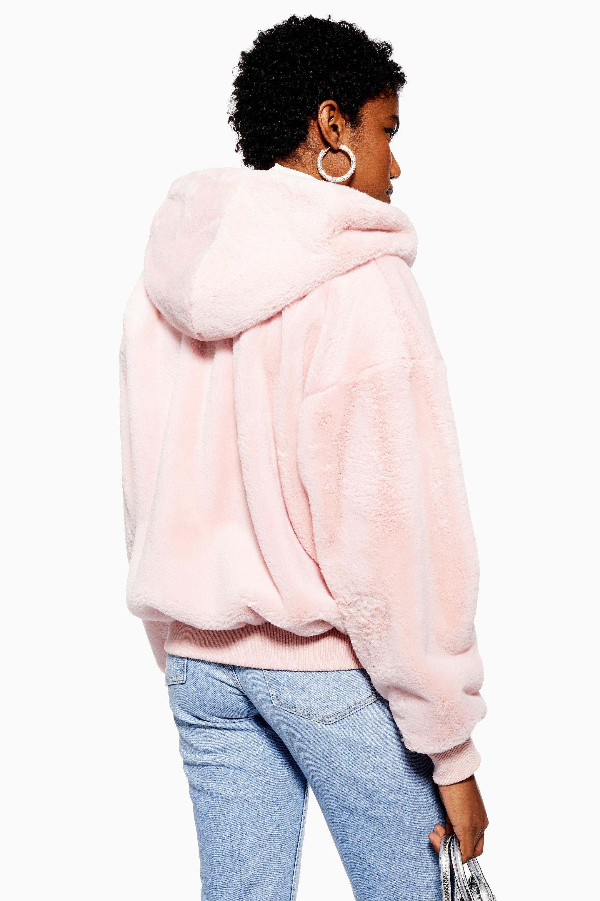 topshop faux fur zip hoodie