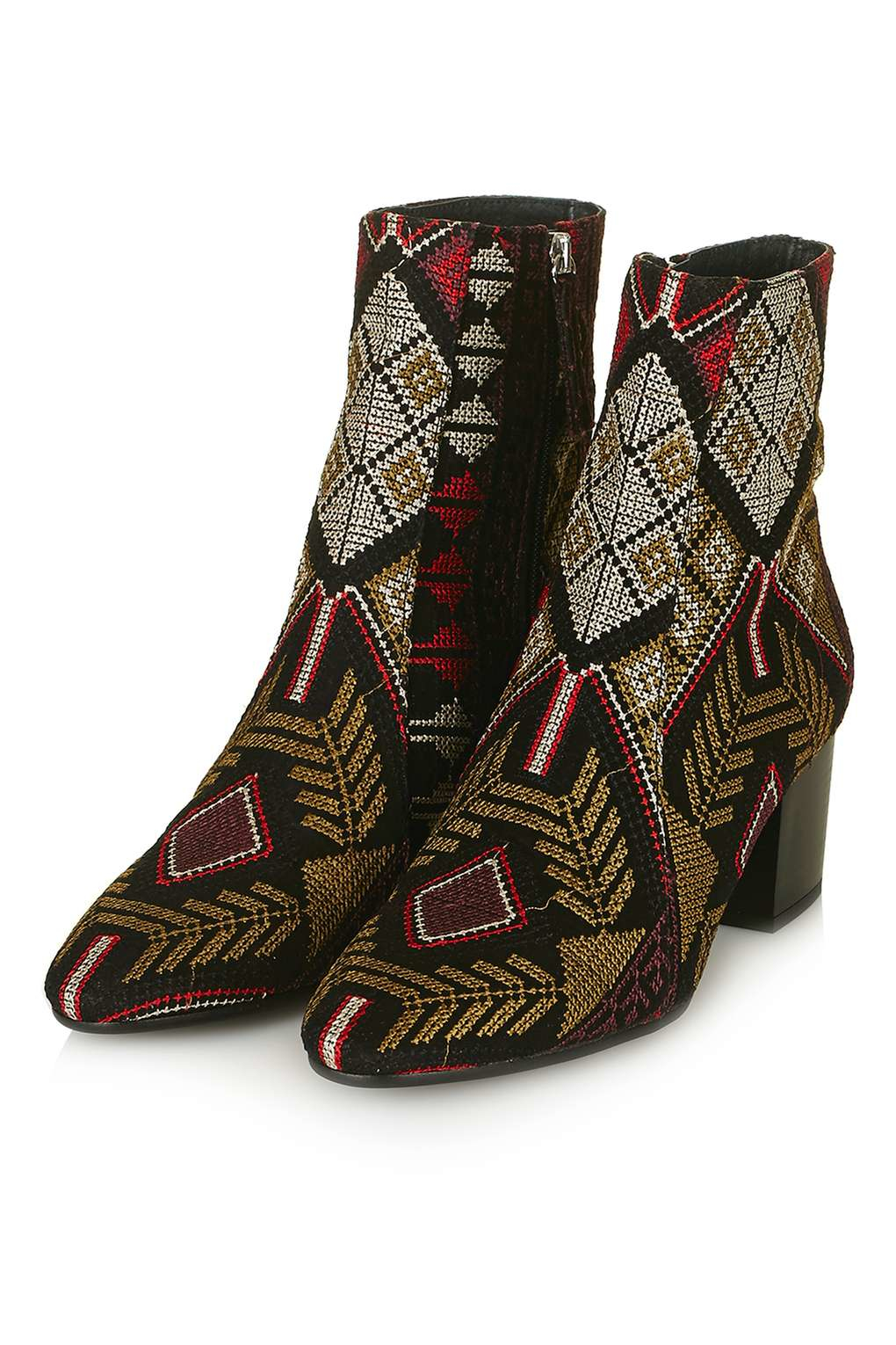 Mustard Embroidered Western Boots in Green Lyst