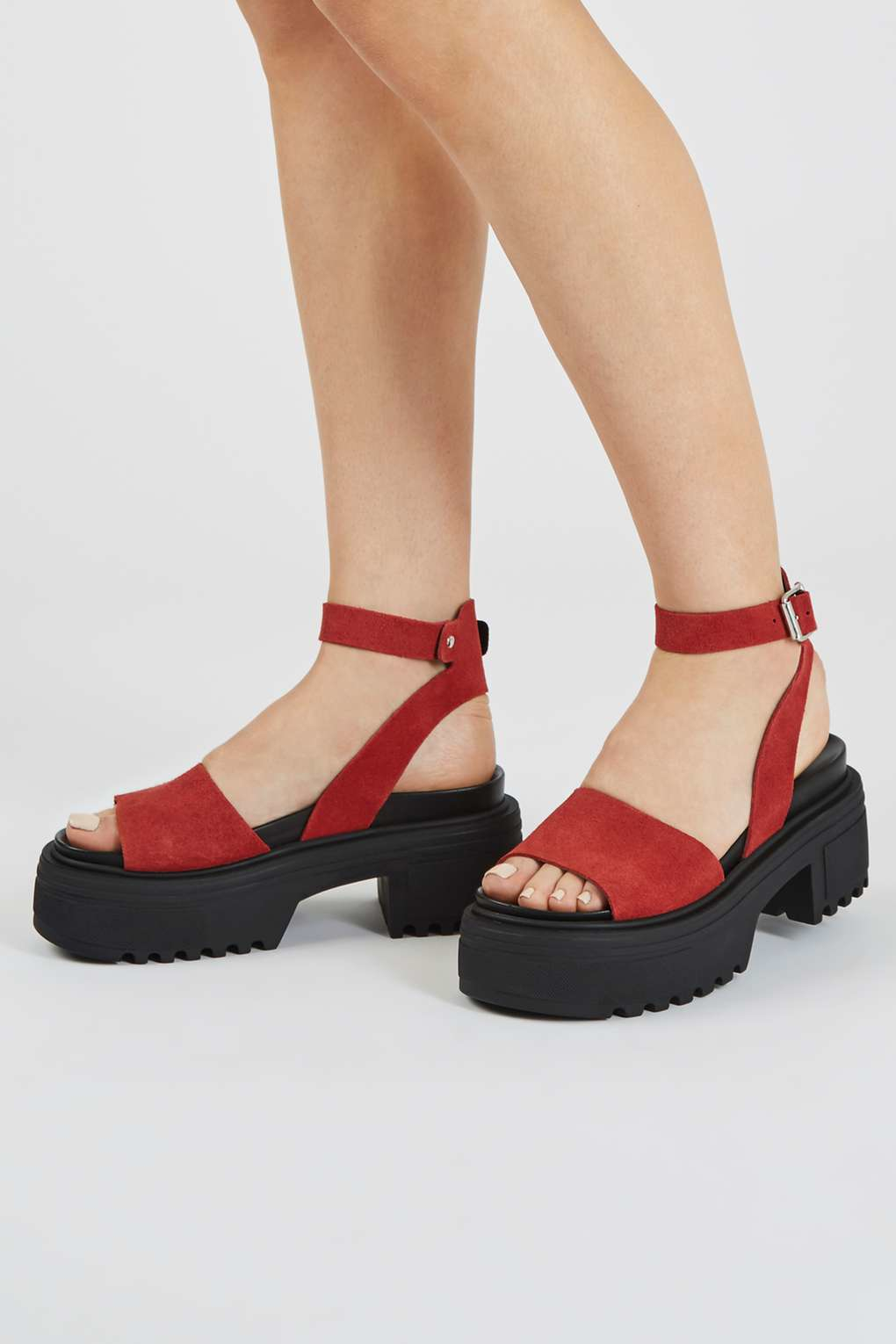 red chunky sandals