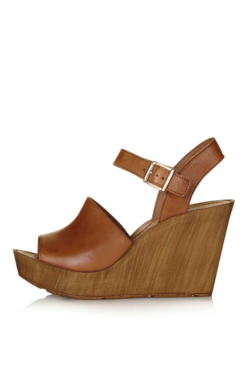 TOPSHOP Leather Willow Two-part Wedge 