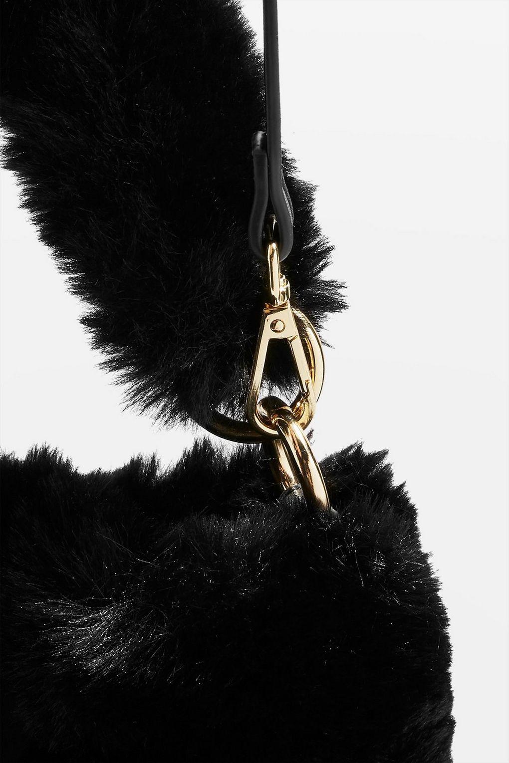 teddy faux fur bucket bag