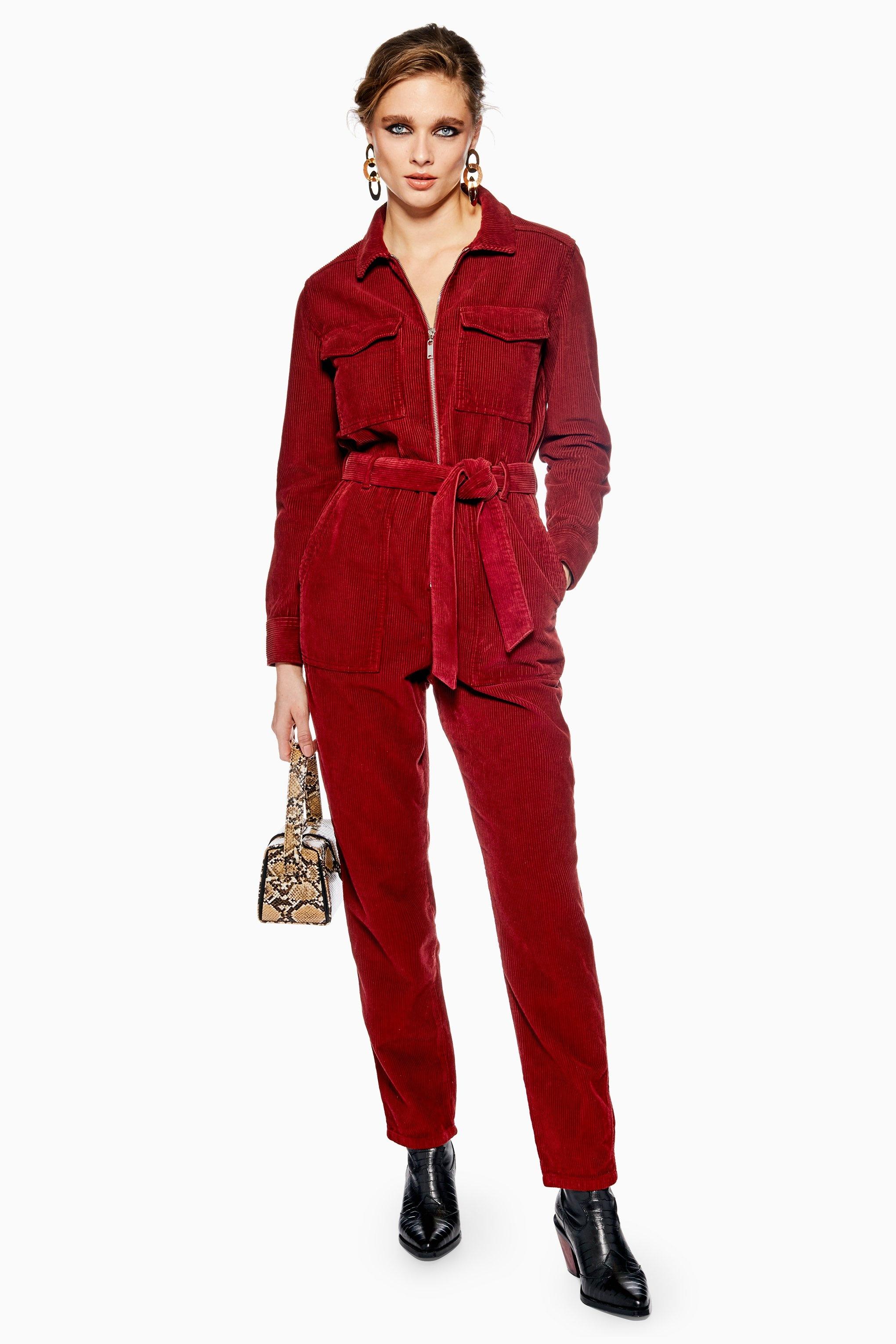 womens red boiler suit