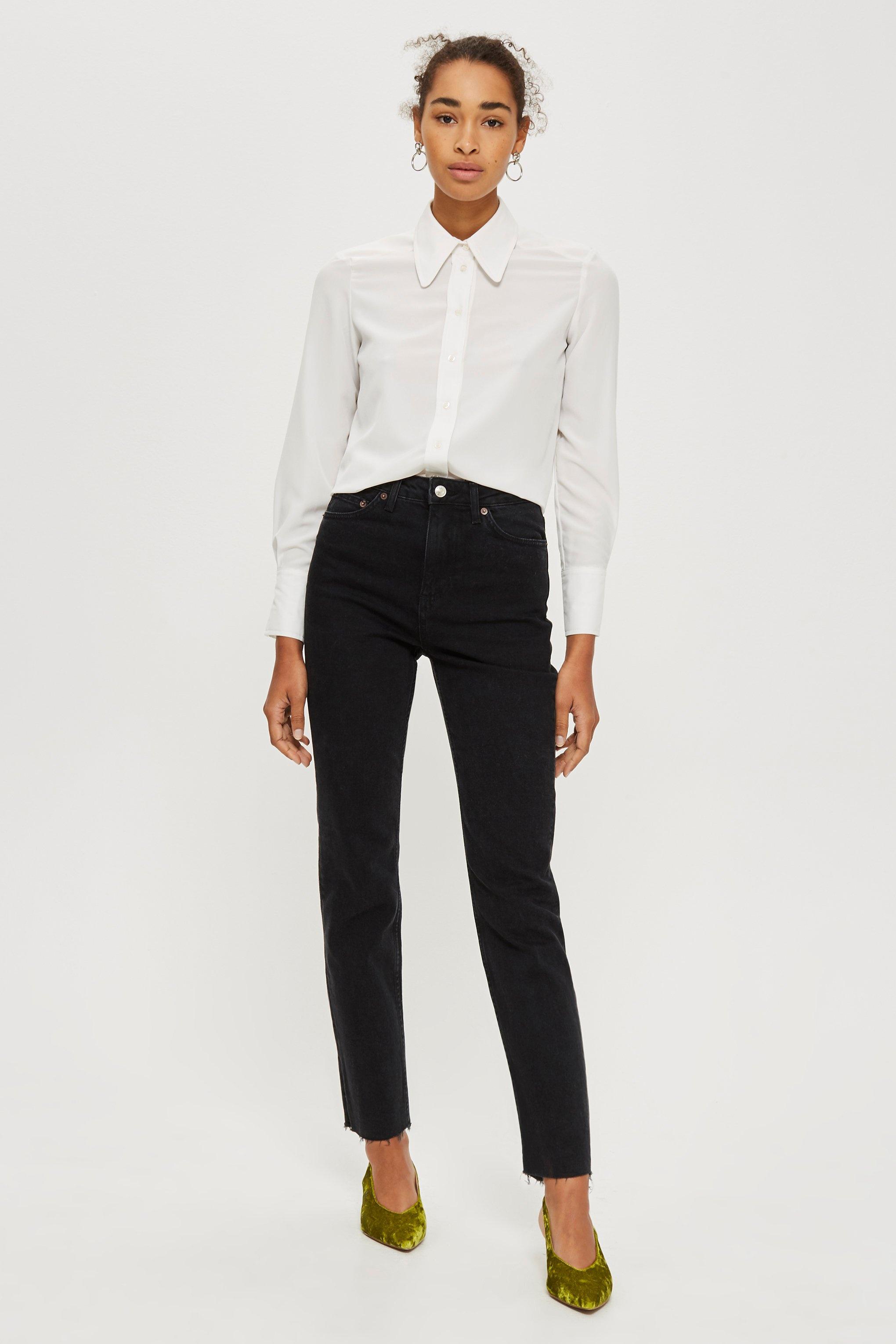 topshop moto raw hem straight leg jeans