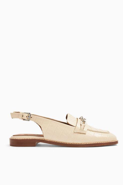 TOPSHOP Lisbon Ecru Leather Slingback Loafers in White - Lyst
