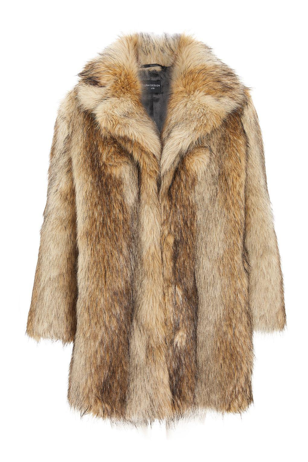 TOPSHOP Synthetic Ultimate Vintage Faux Fur Coat in Brown - Lyst