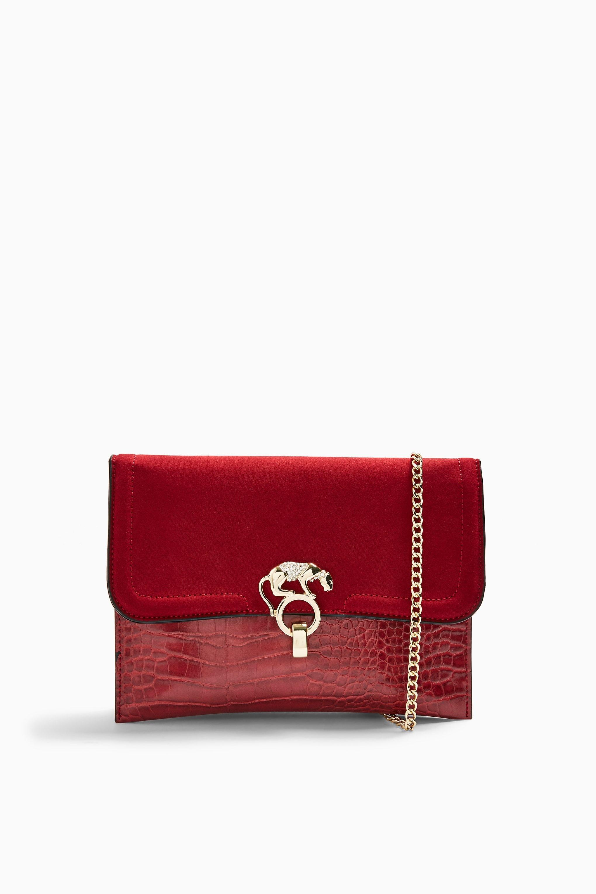 red clutch bag topshop