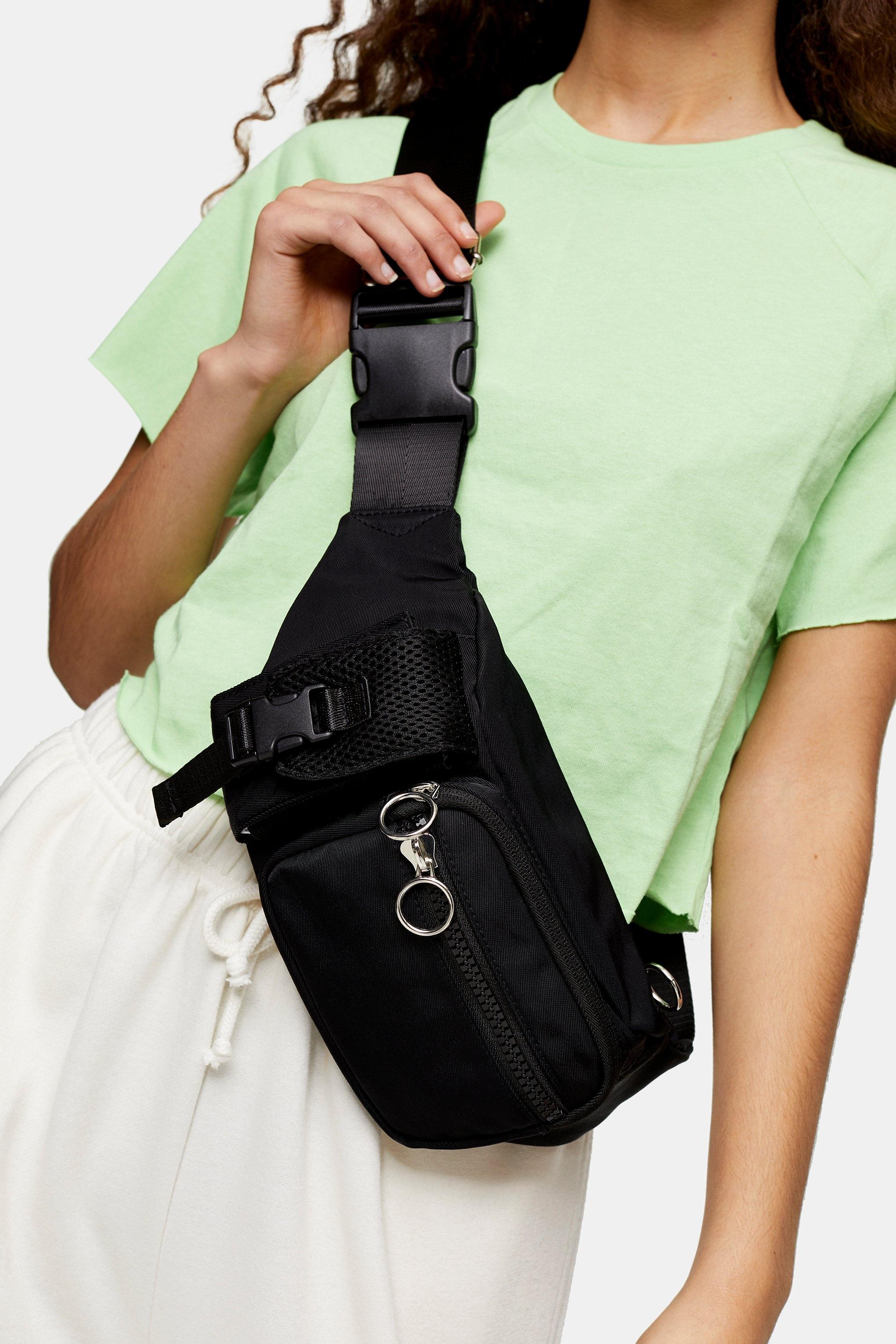 black nylon bum bag