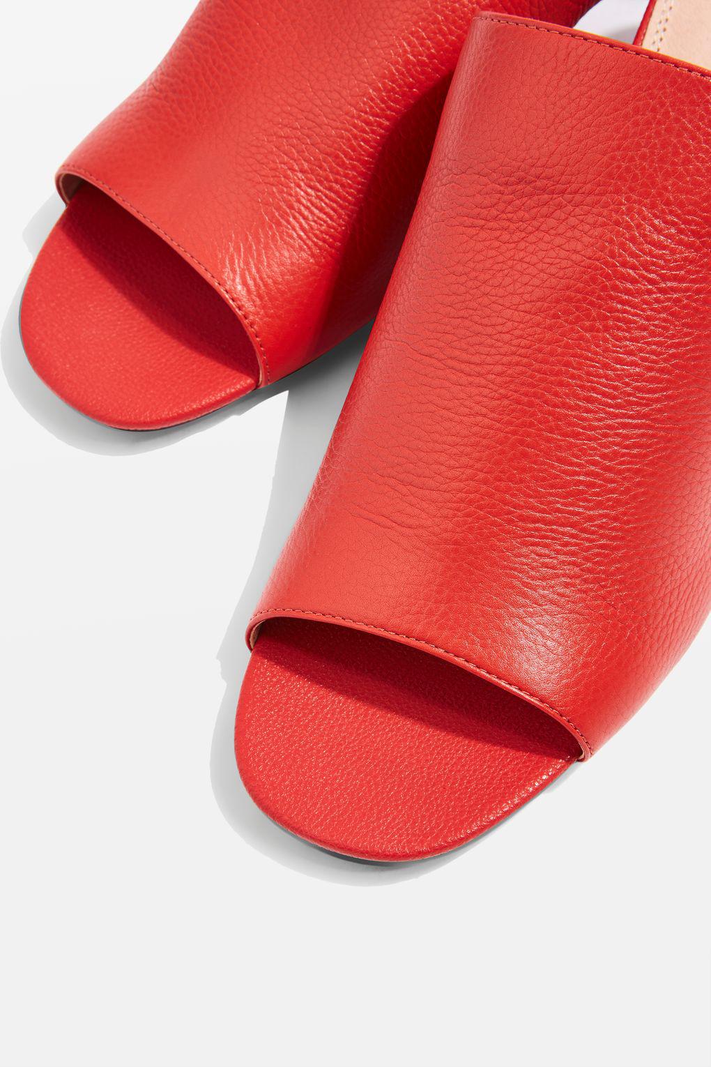 red leather mules