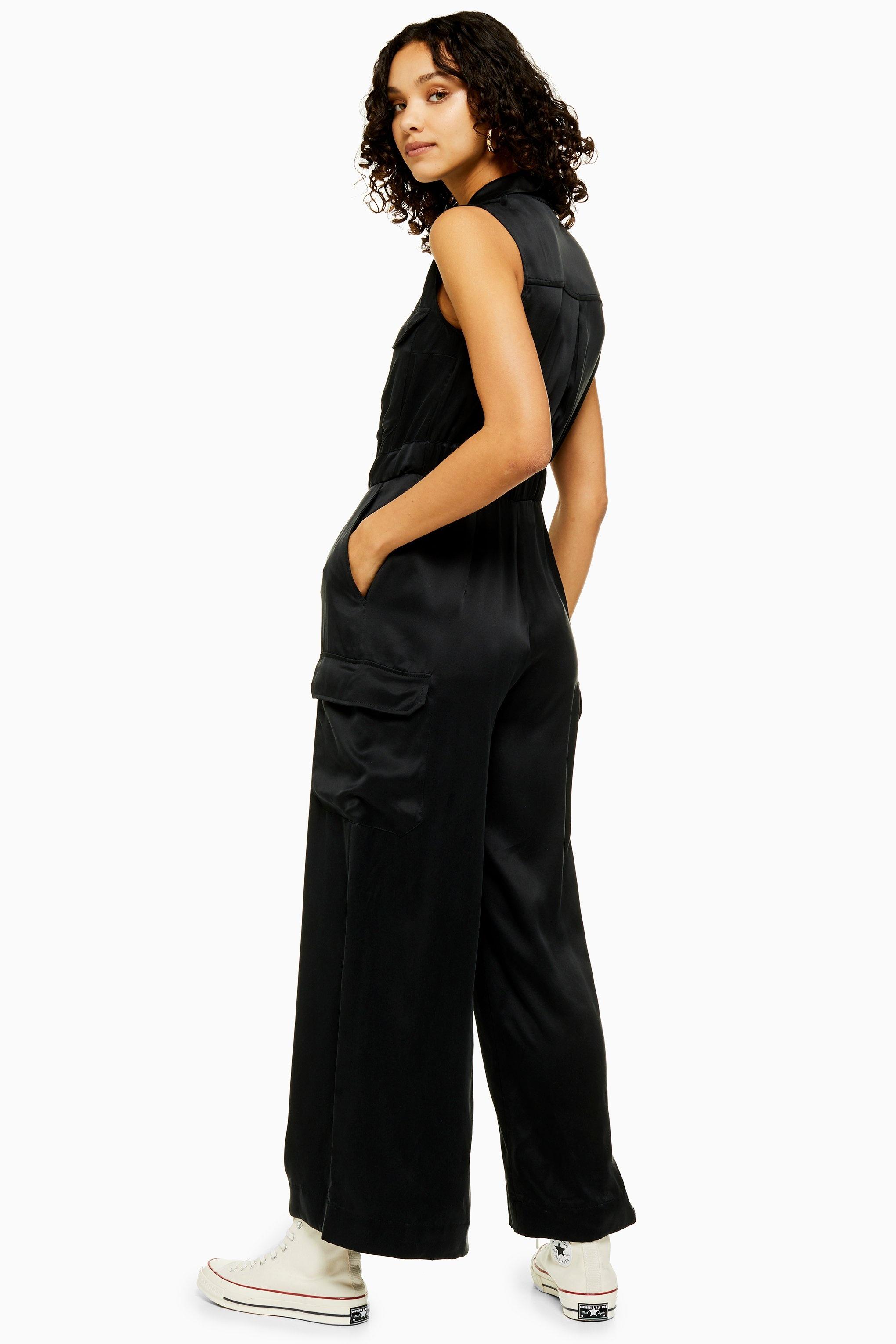 silk Utility Jumpsuit By Boutique in Black Lyst