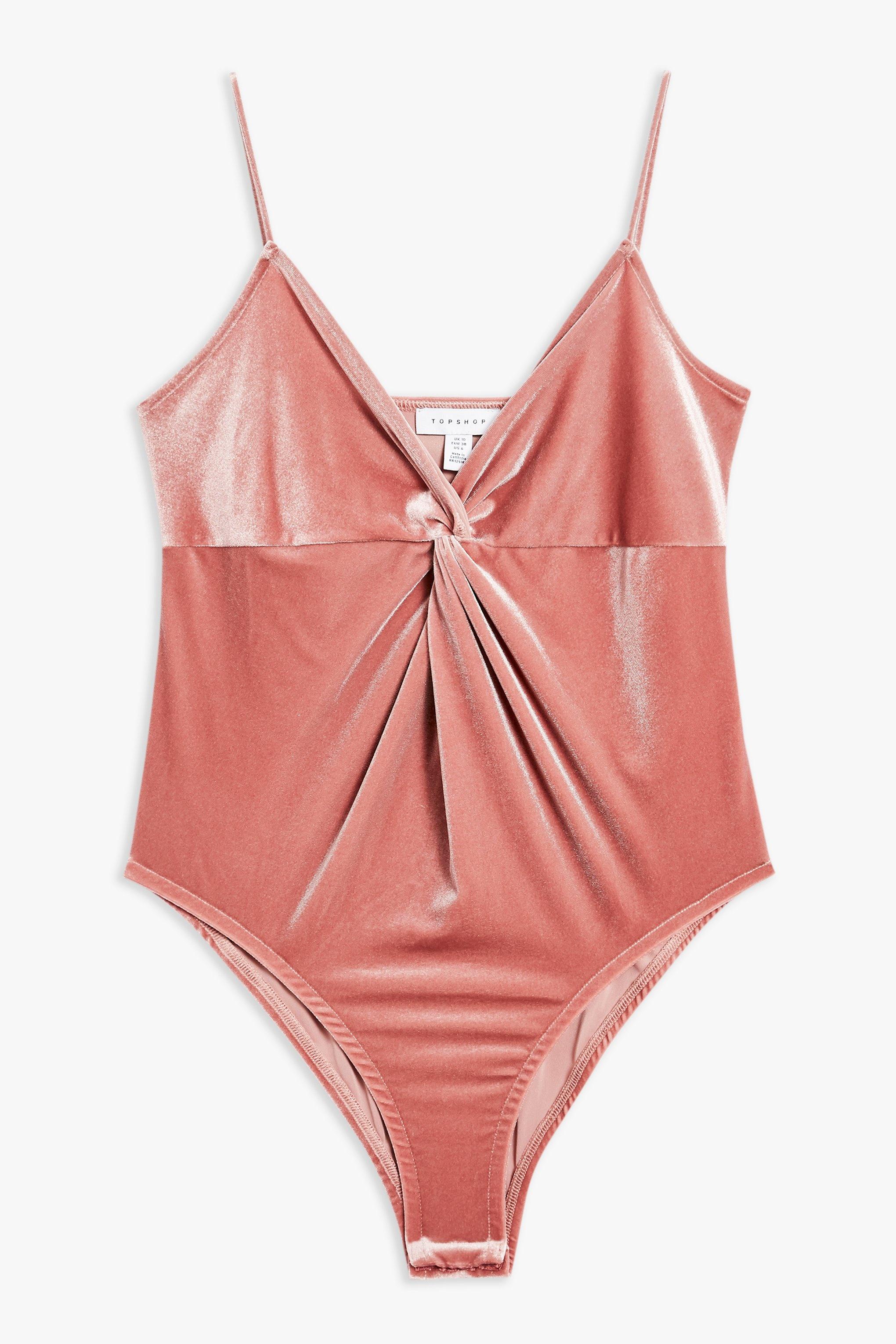 pink velvet bodysuit