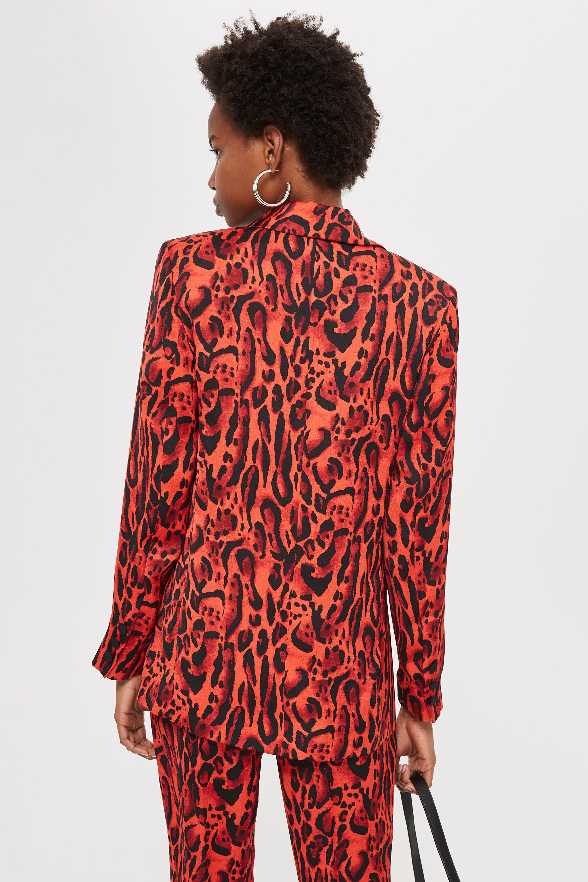 red leopard print suit