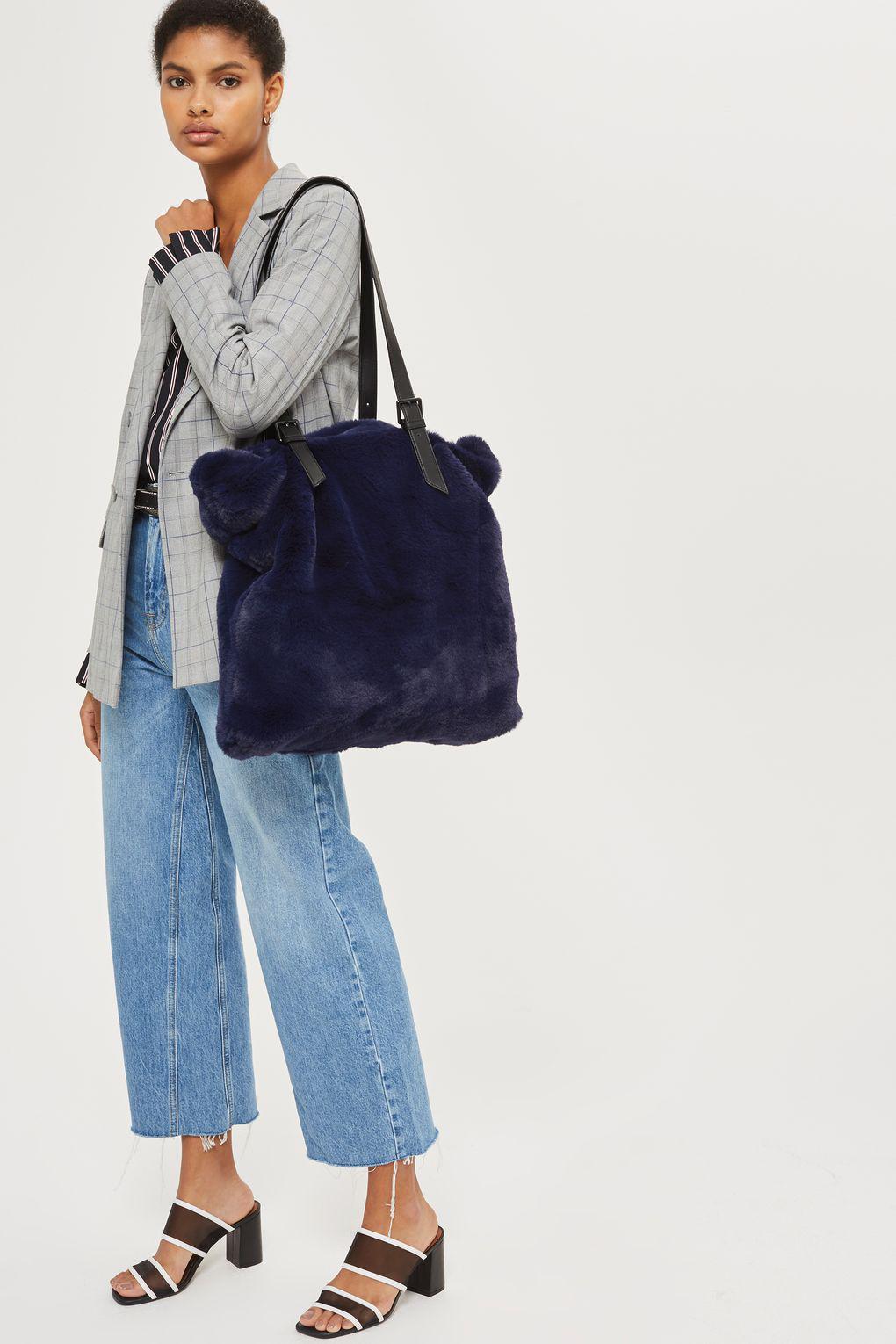 topshop blue fur bag