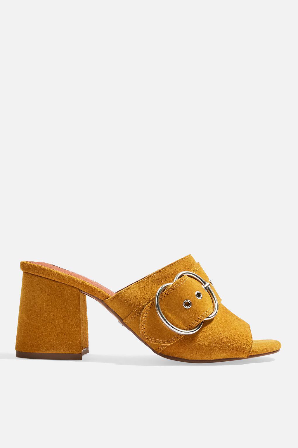 topshop lana leather chunky mule in khaki