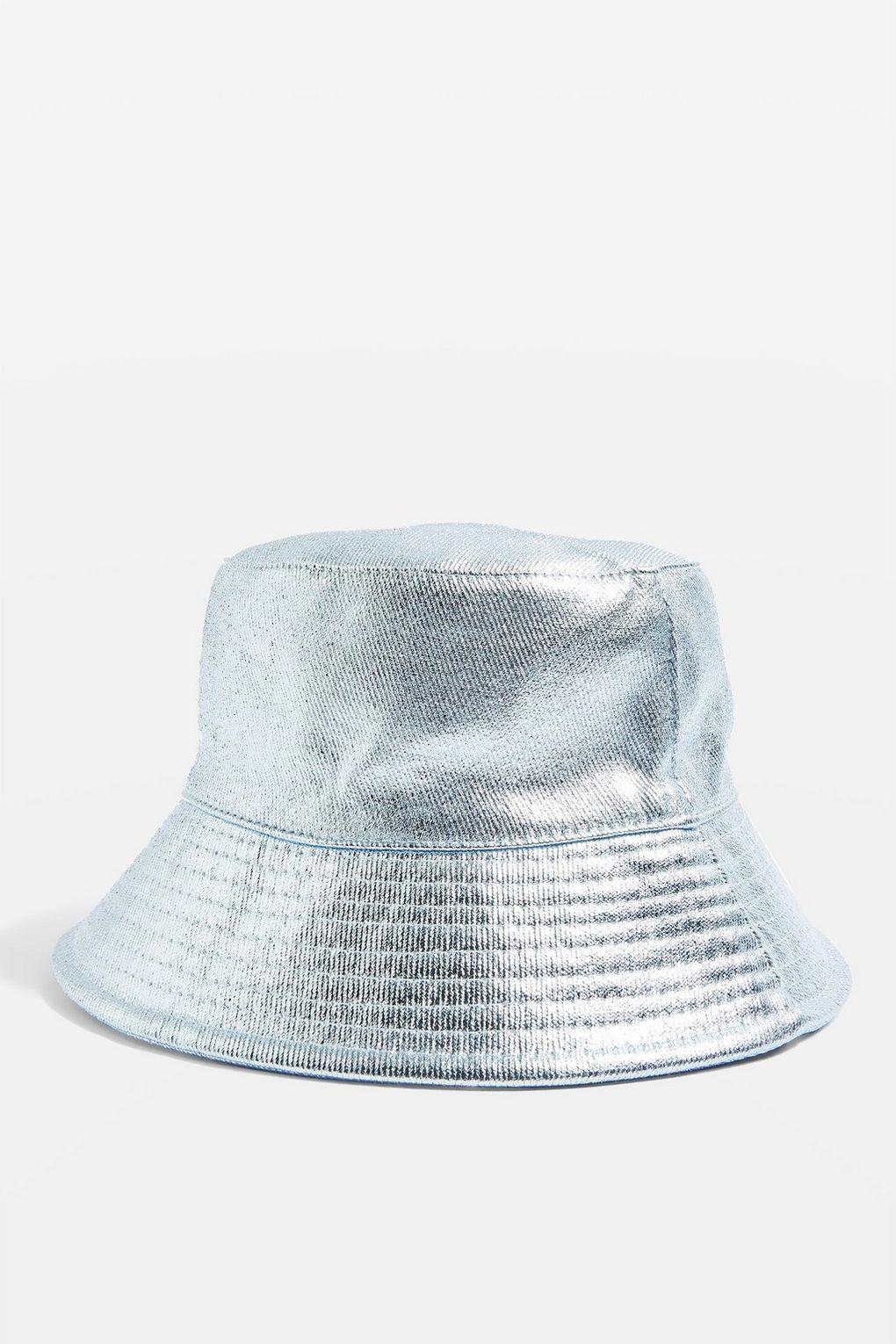 metallic bucket hat