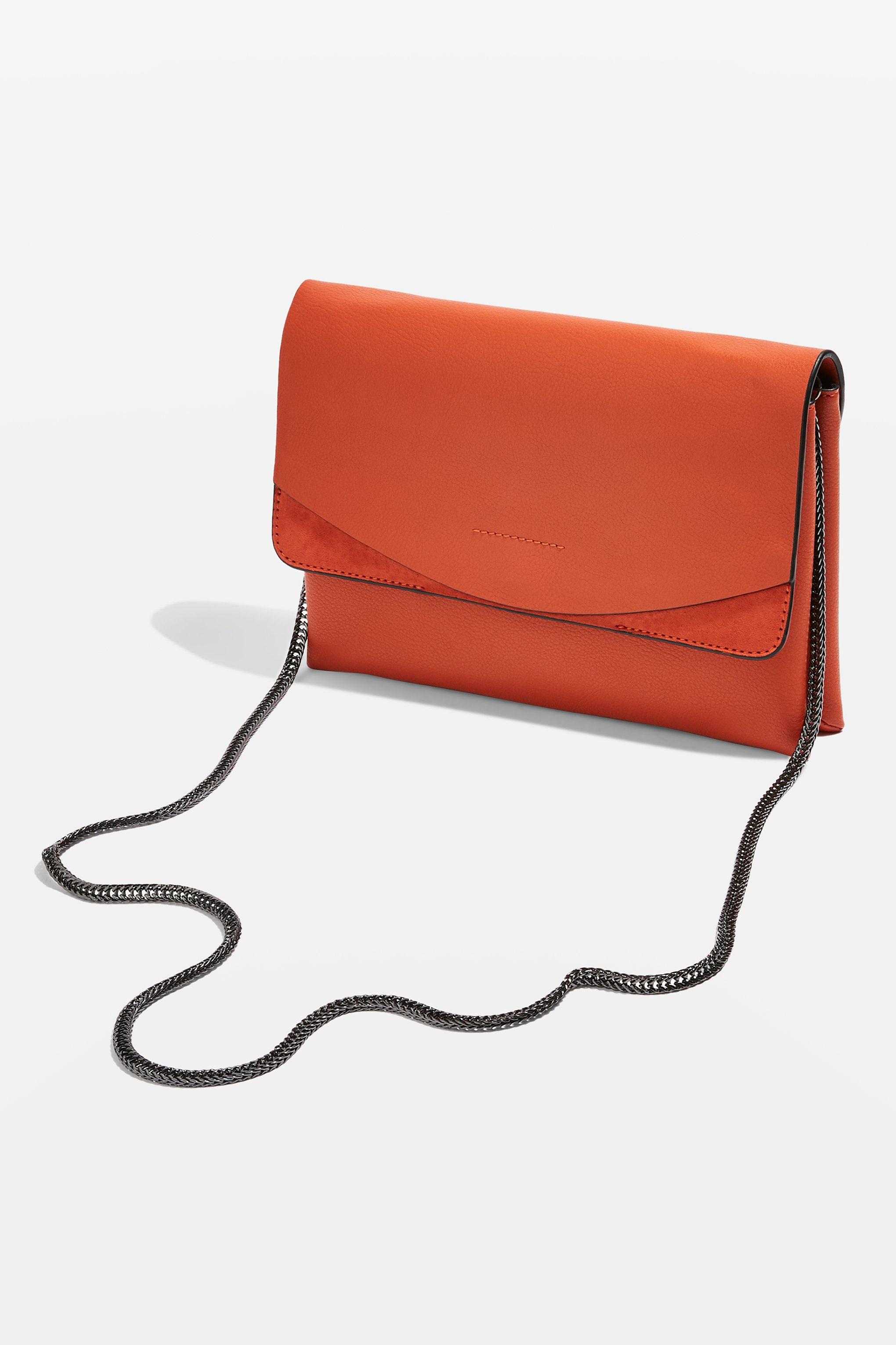 orange clutch bag topshop