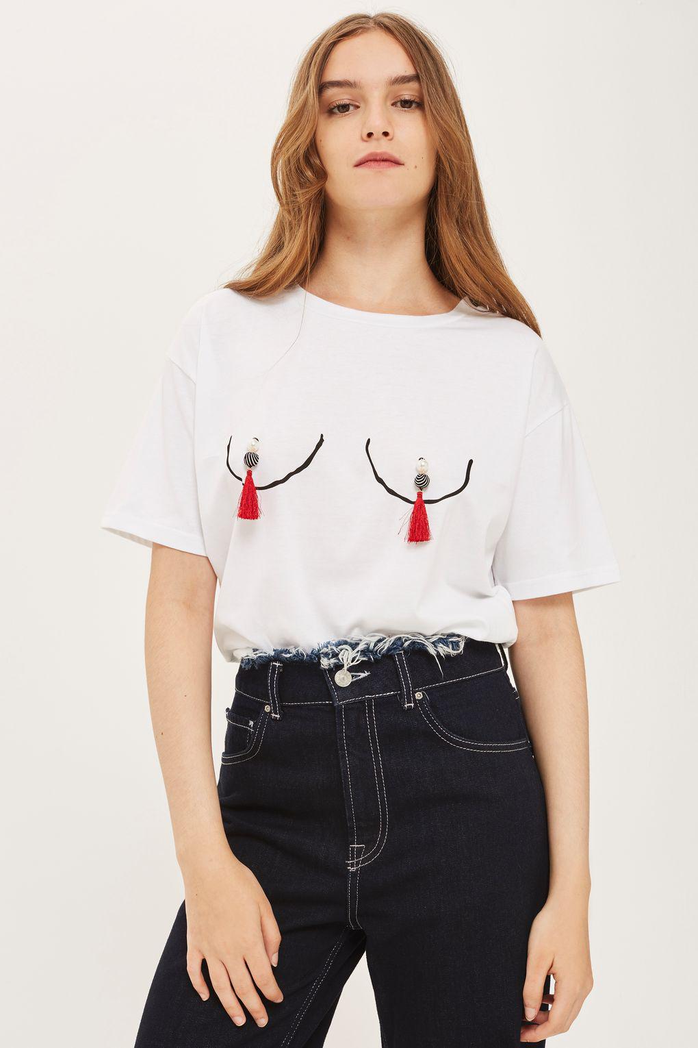 Never Fully Dressed Cotton &#39;tassel Boob&#39; Graphic Tee By Never Fully Dressed in White - Lyst