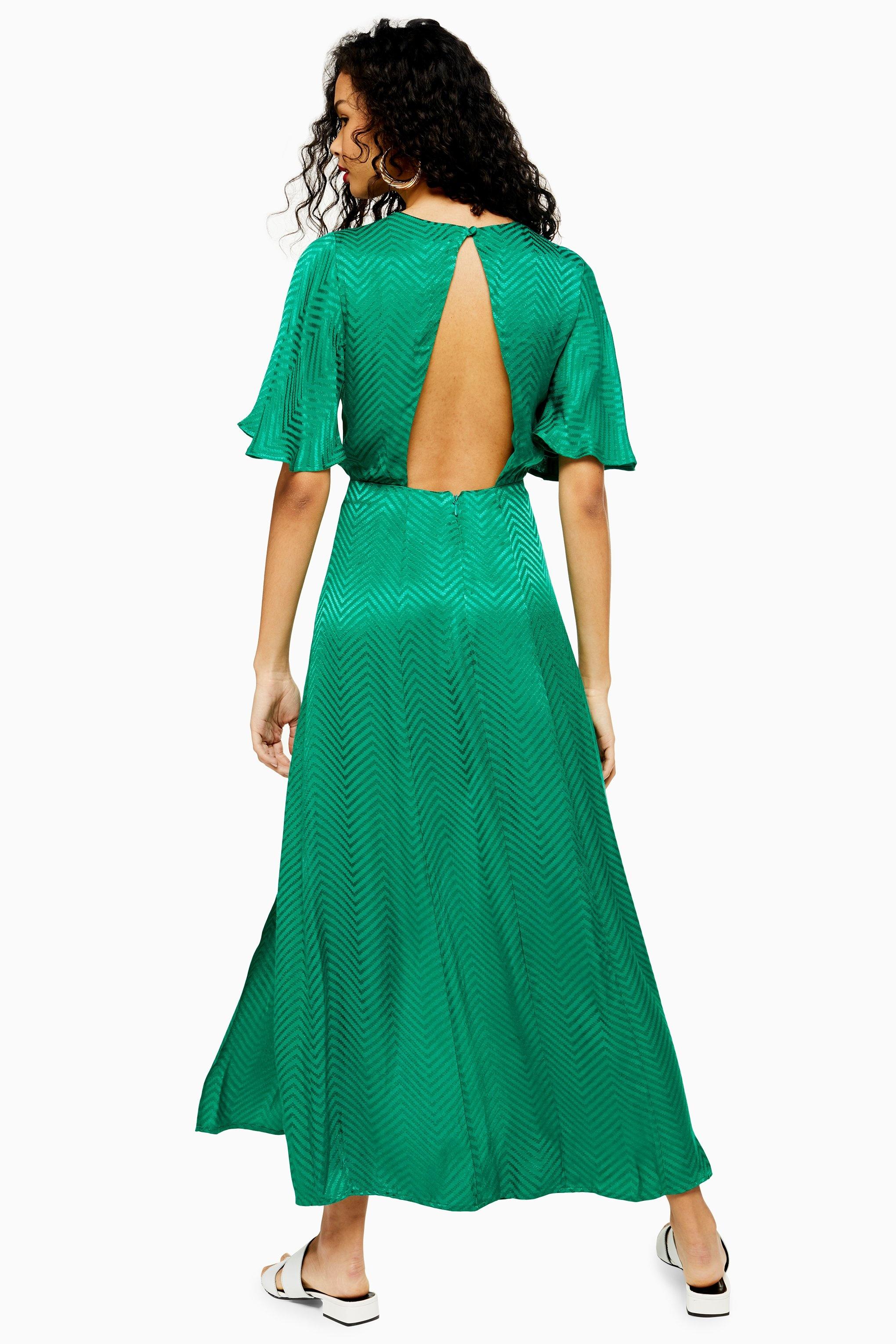 topshop green jacquard dress