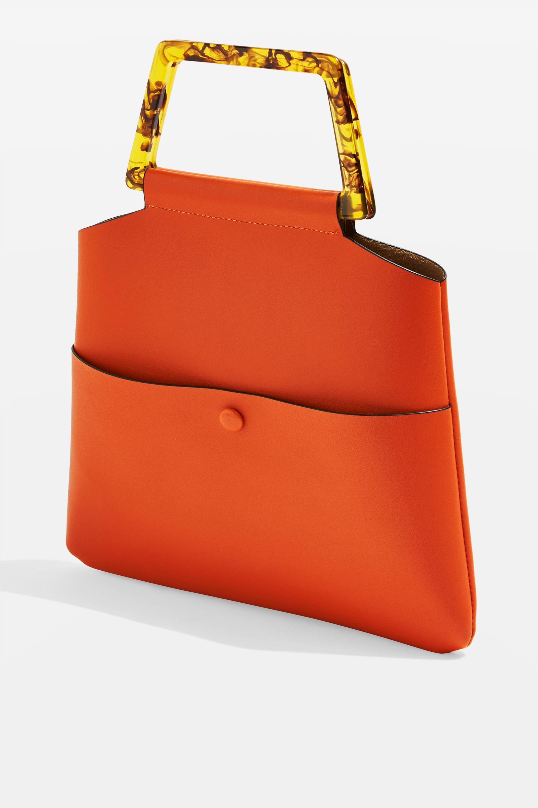 orange clutch bag topshop