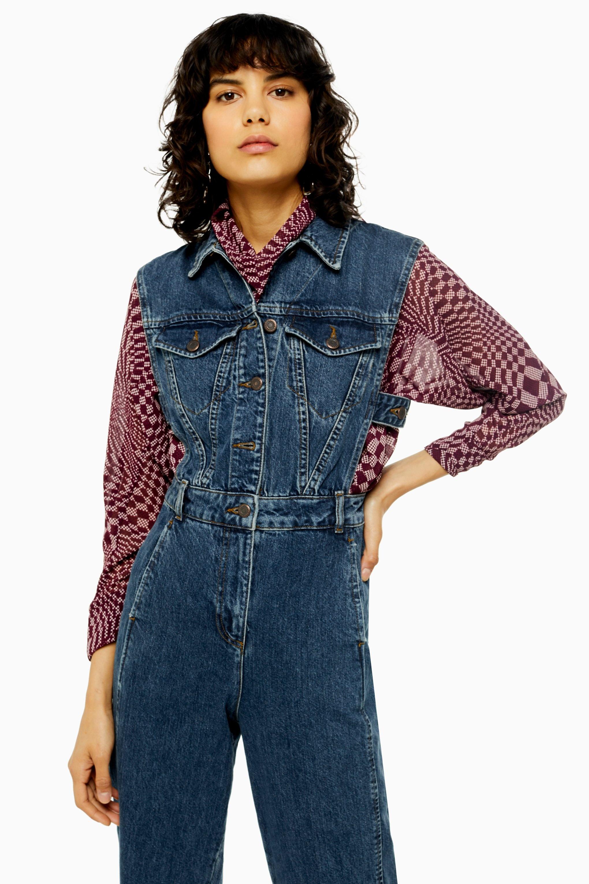 topshop denim jumpsuit
