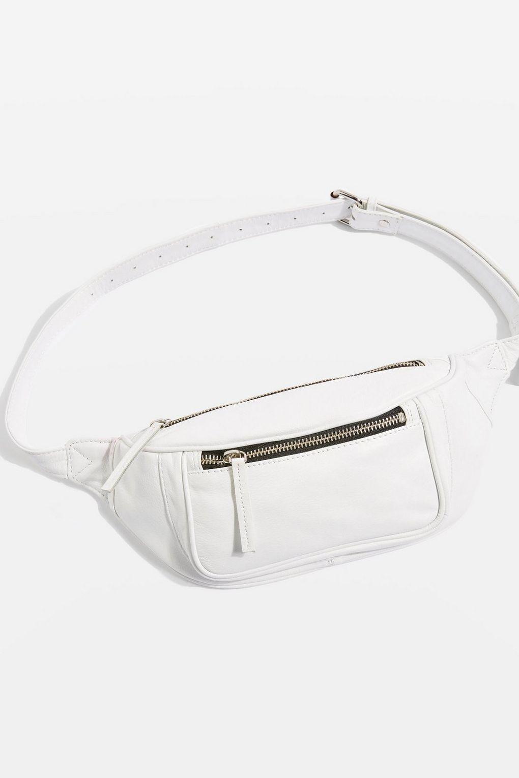 white leather bum bag