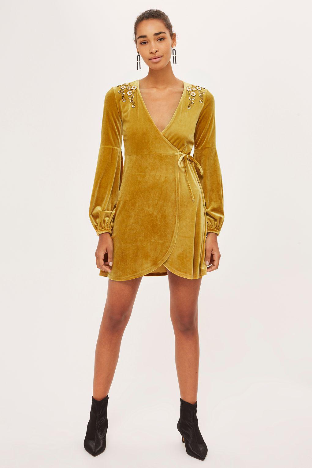 topshop velvet wrap dress