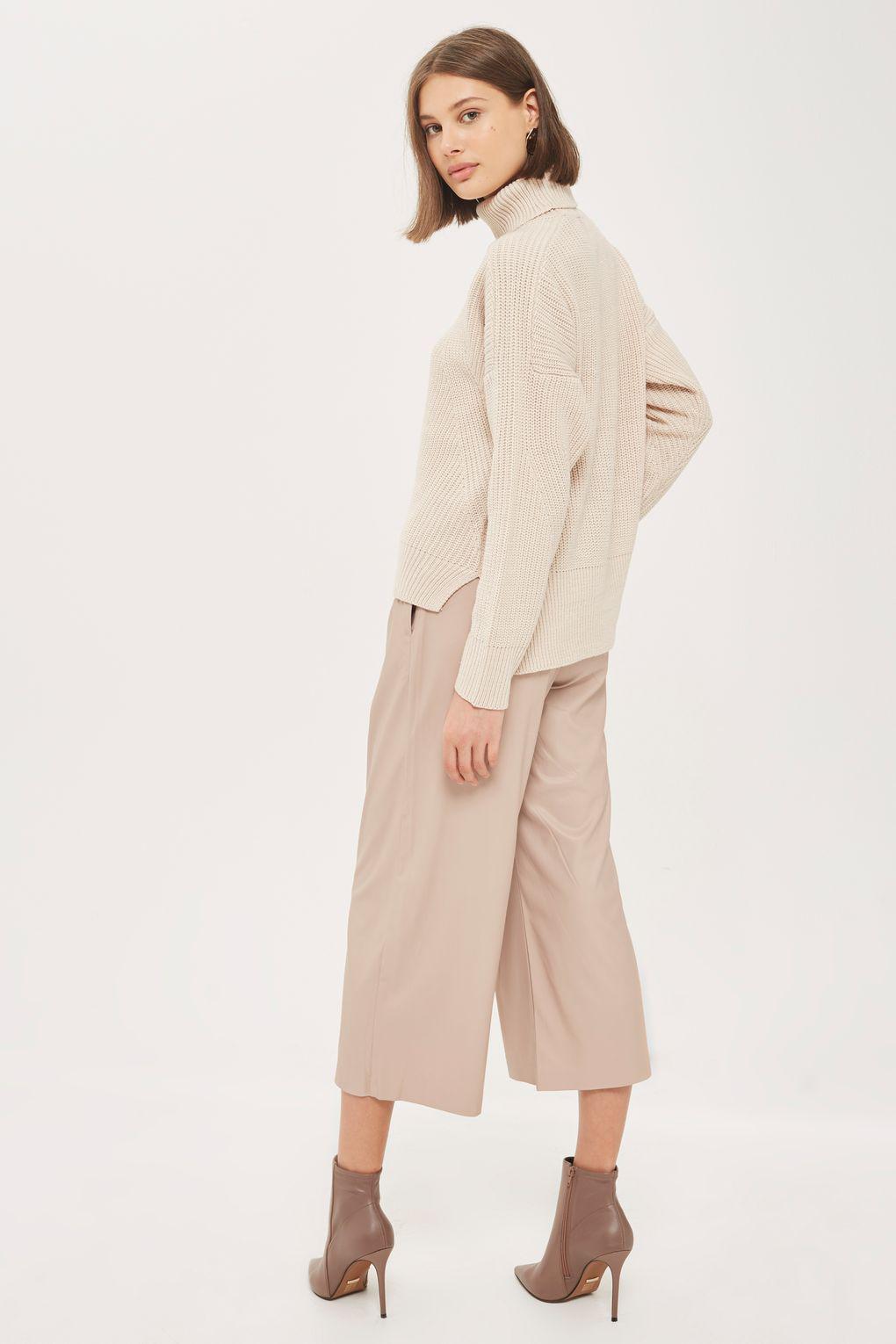 topshop faux leather flare pants