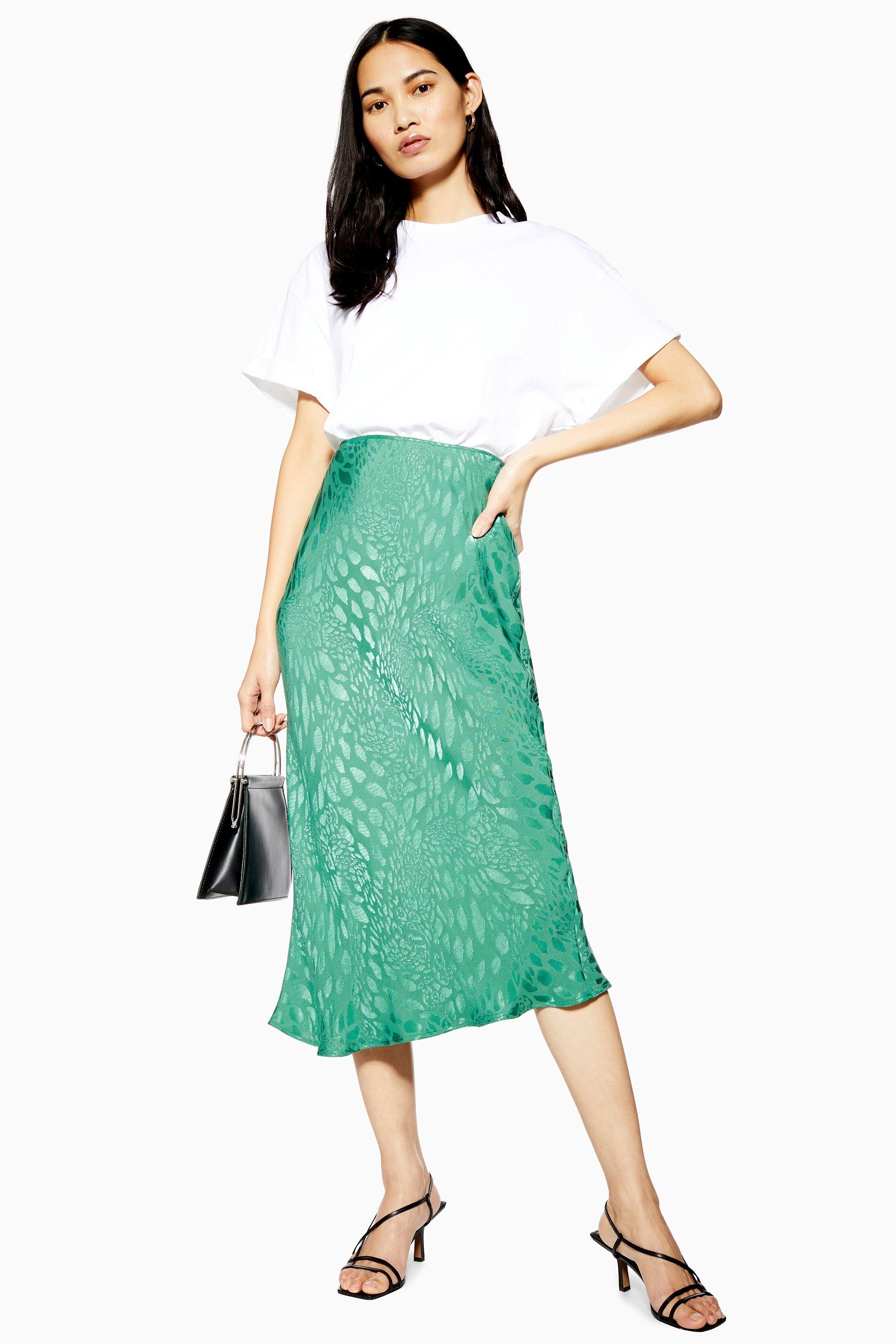 green bias skirt