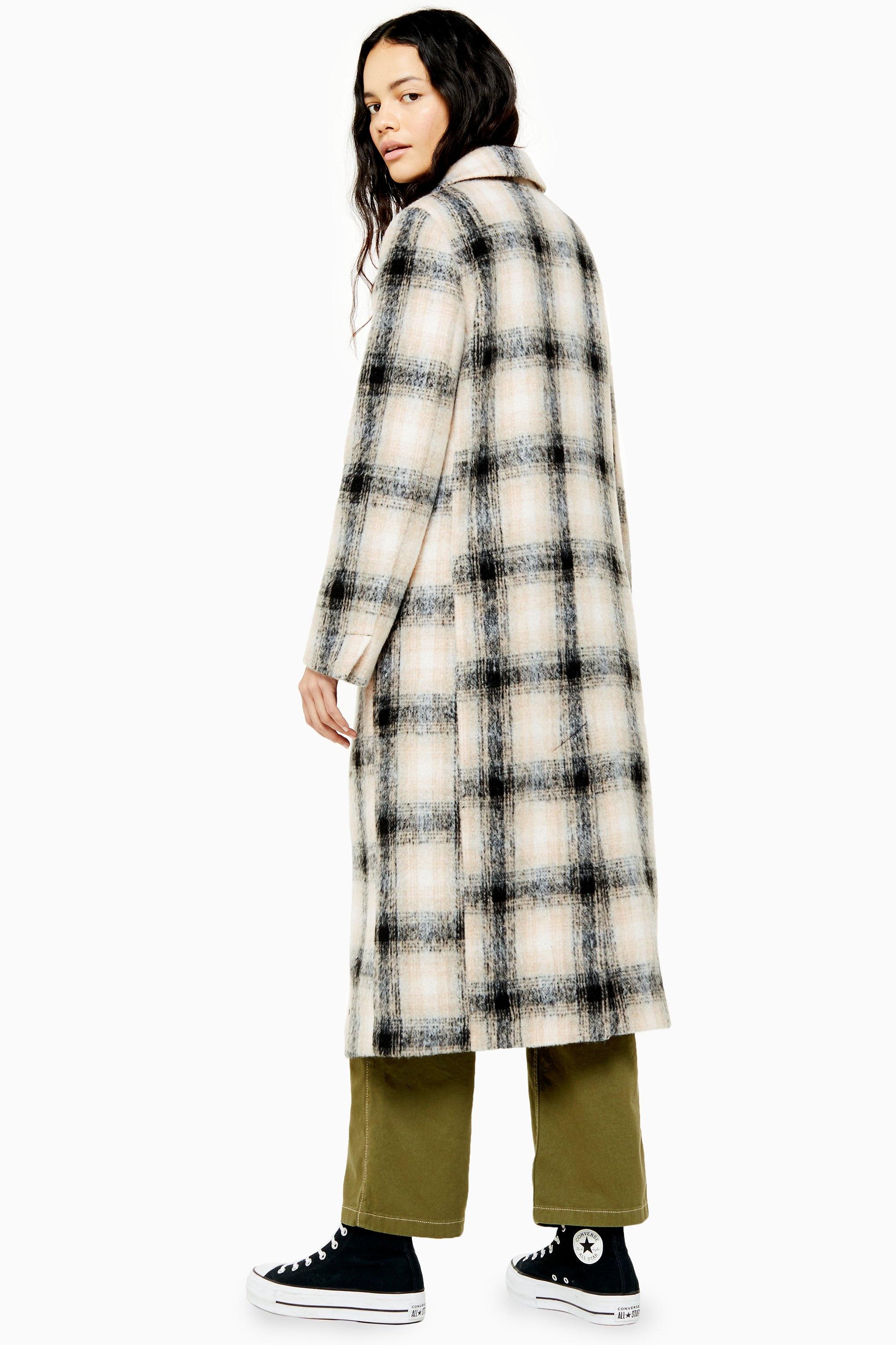 black and white check coat