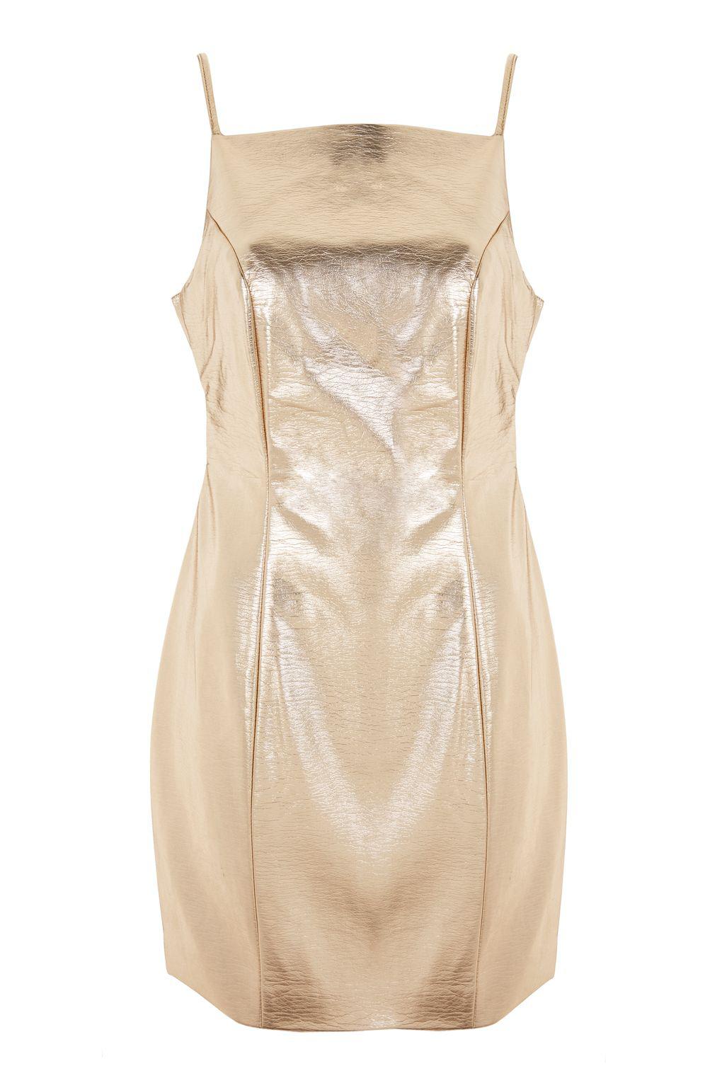 Gold Vinyl Bodycon Dress in Metallic Lyst