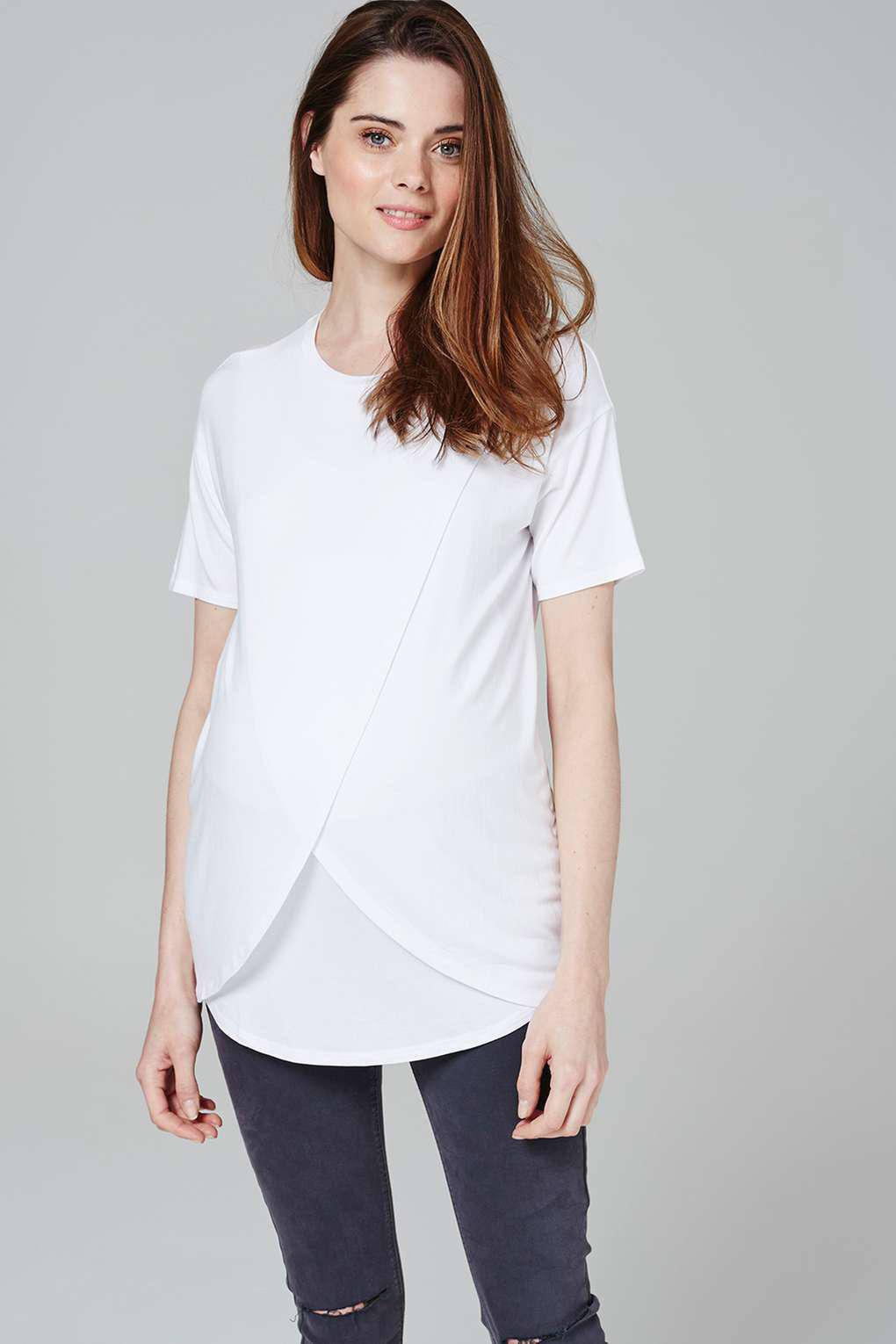 Topshop Maternity Short Sleeve Drape Nursing Top In White Lyst
