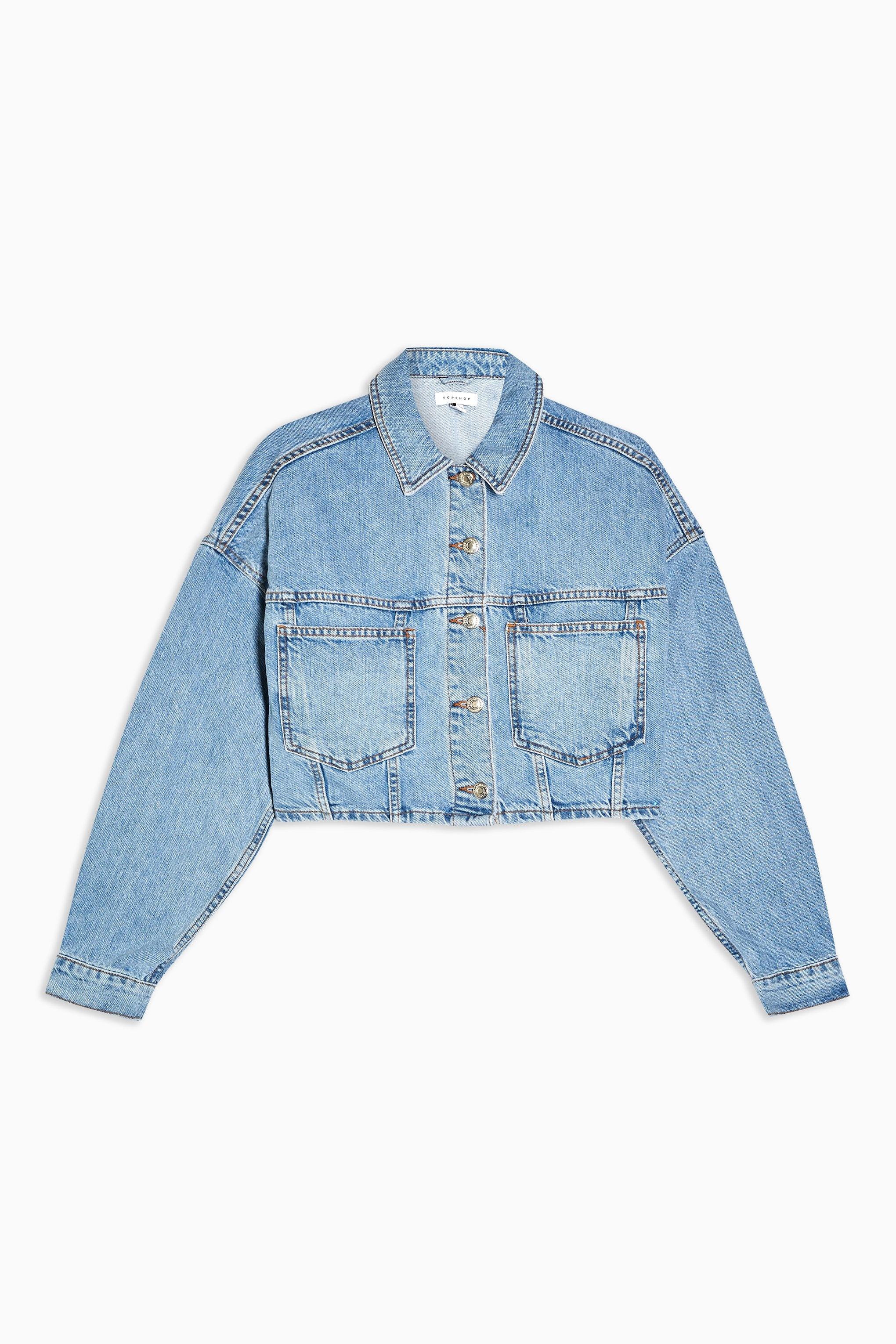 Cropped Denim Jacket in Mid Blue (Blue) Save 26 Lyst