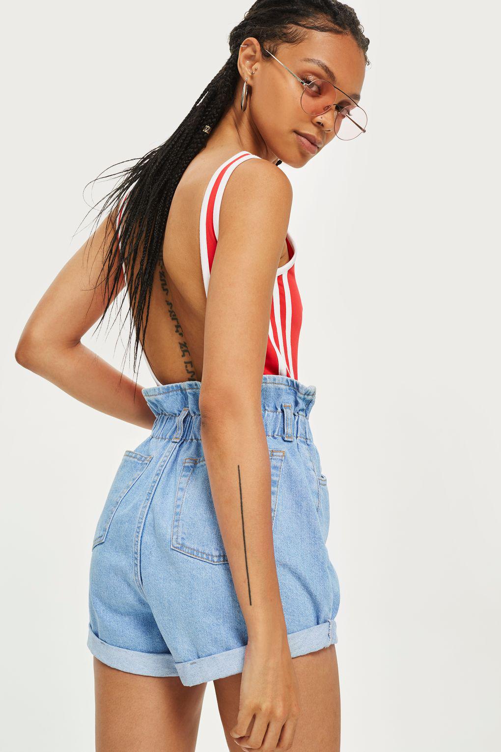 topshop paperbag denim shorts
