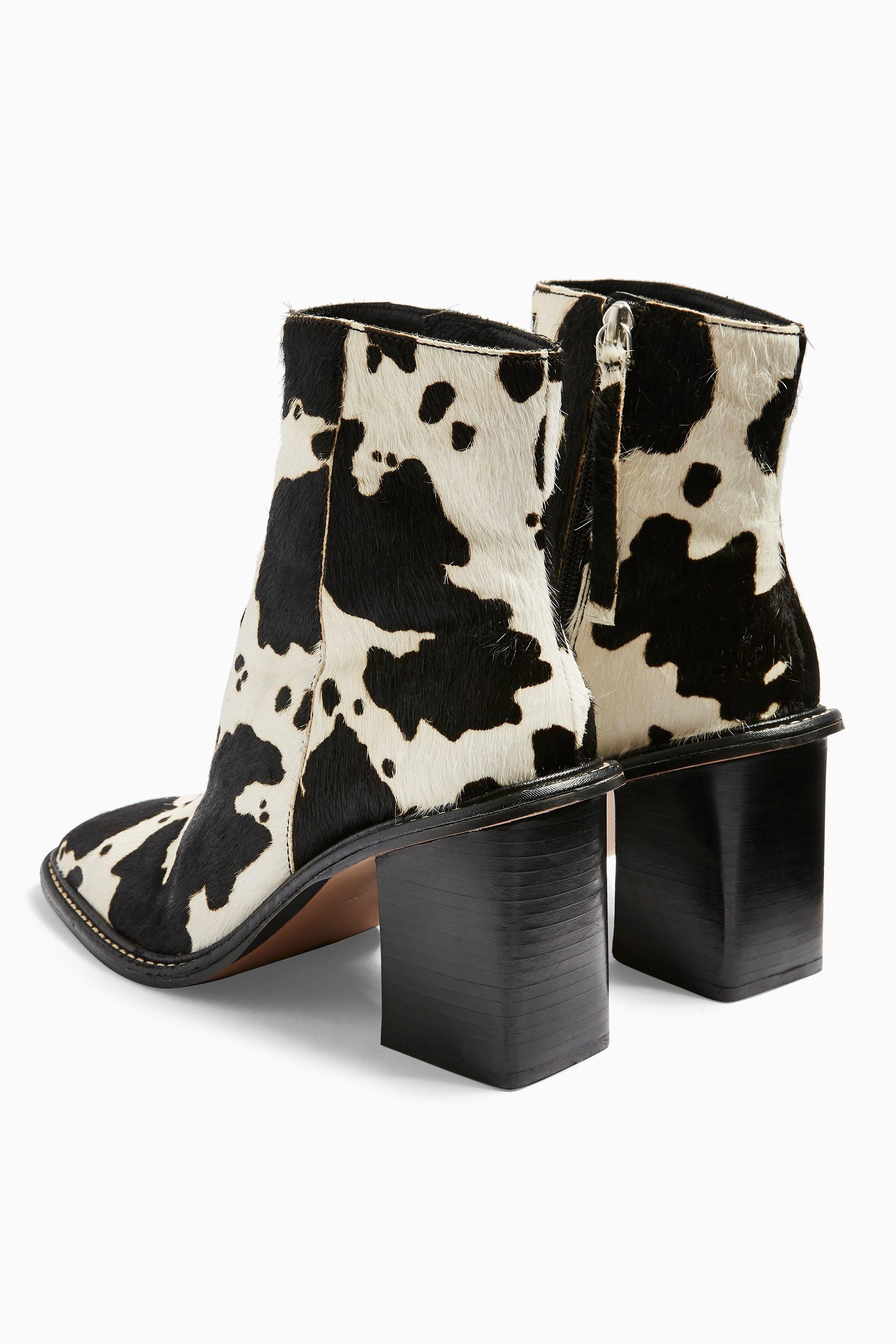 mango cow print boots
