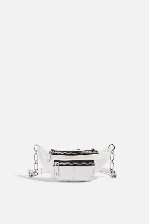 white chain bum bag