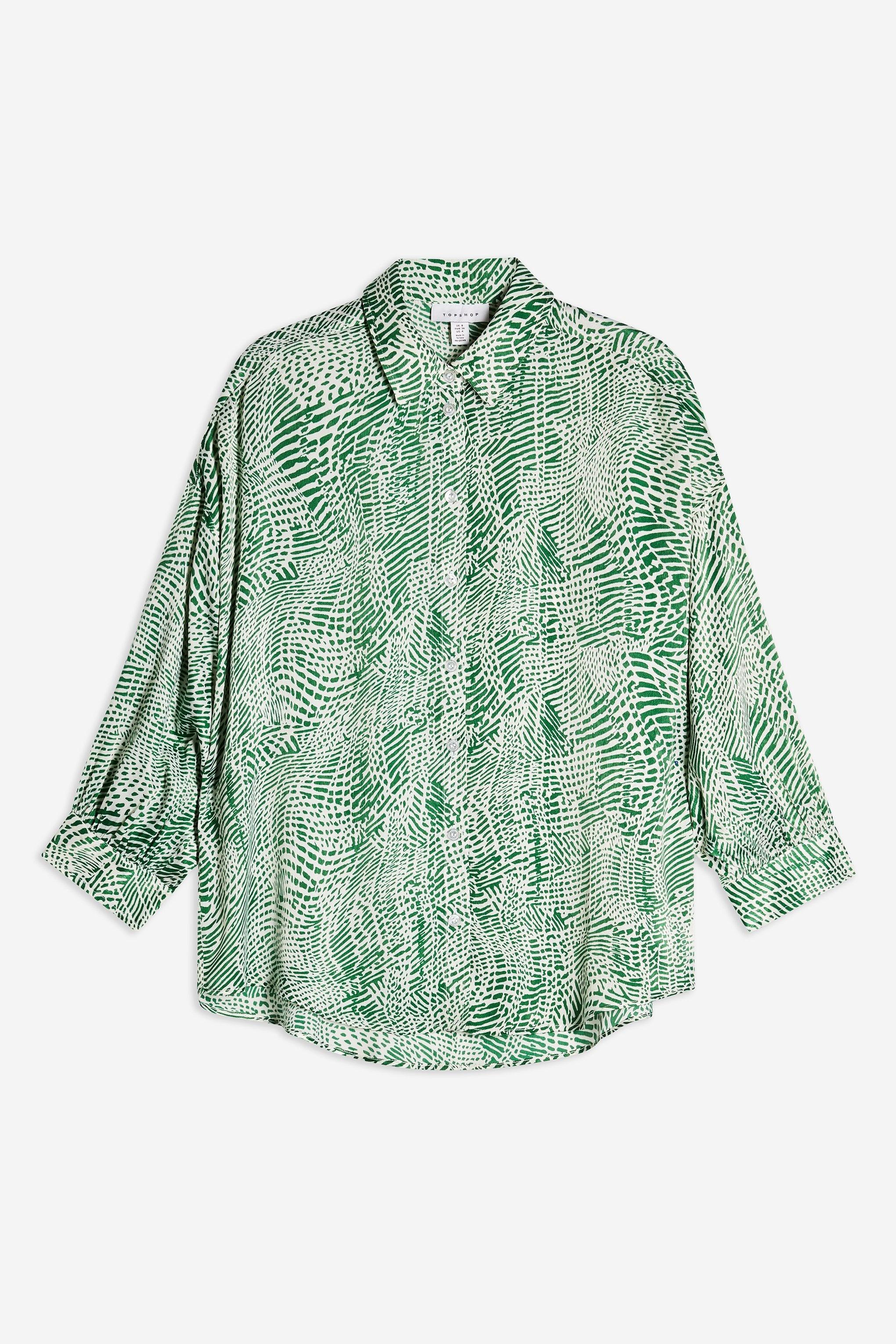 TOPSHOP Synthetic Green Zebra Print Shirt - Lyst
