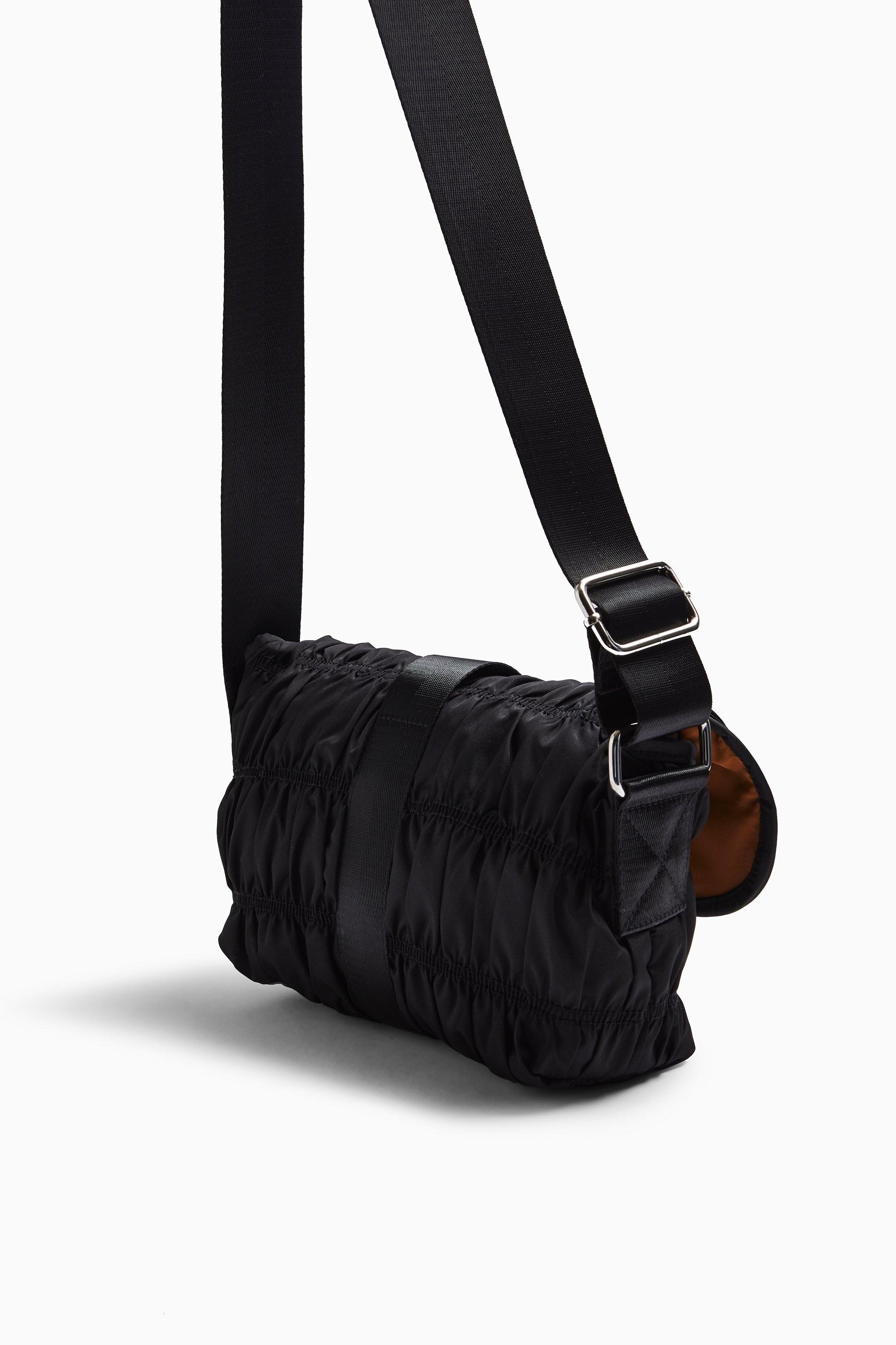 black nylon messenger bag