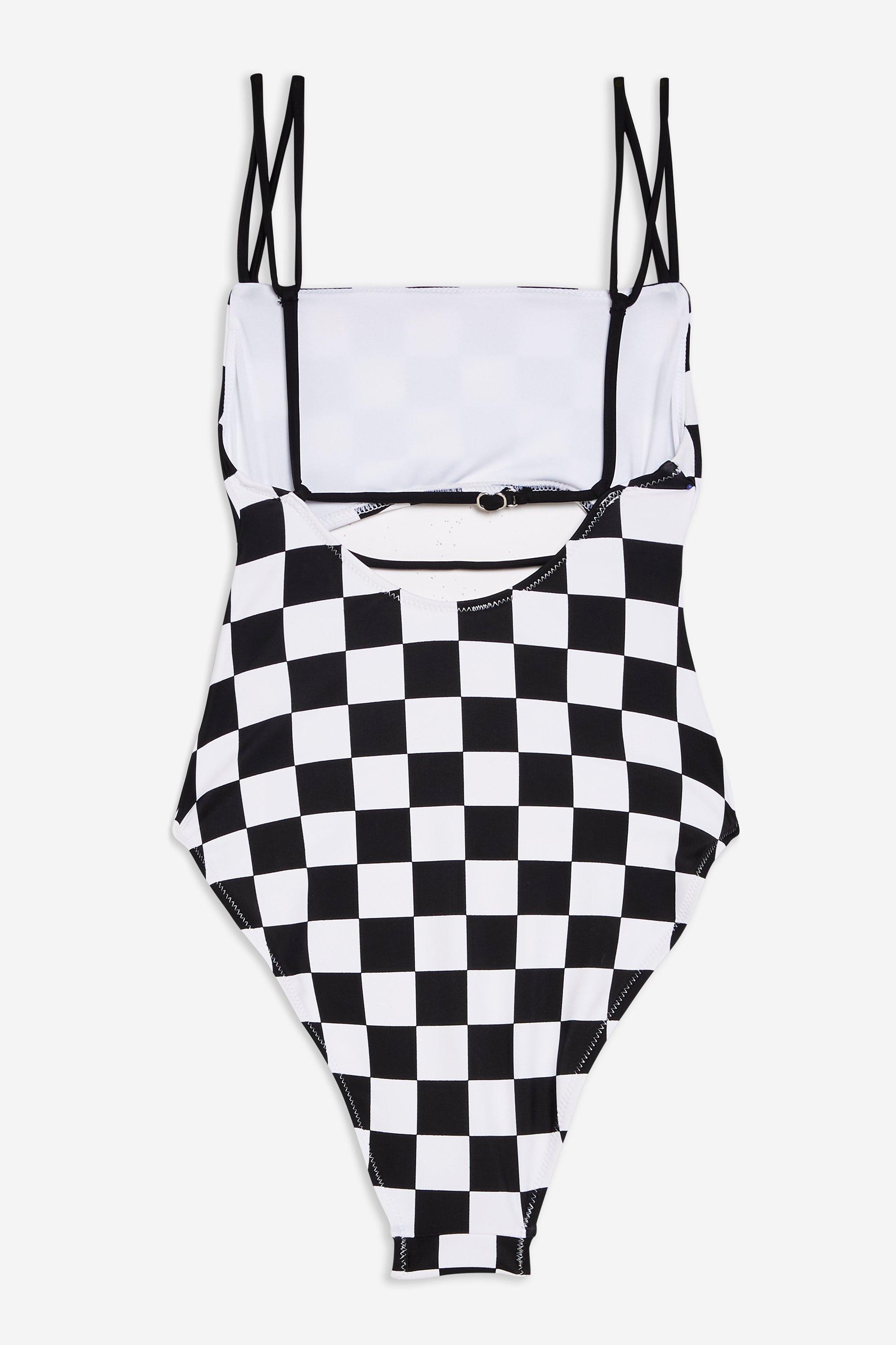 checkerboard one piece swimsuit
