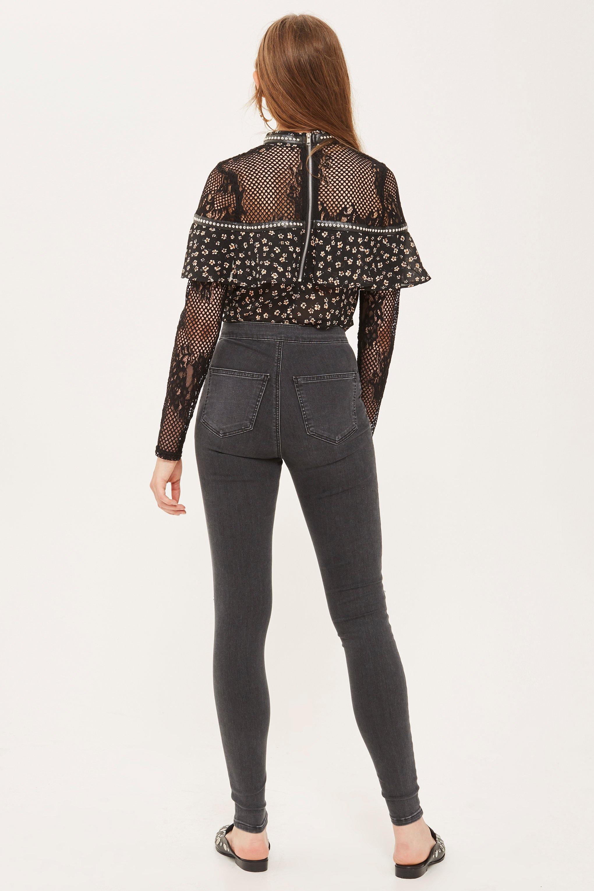 topshop black ripped joni jeans