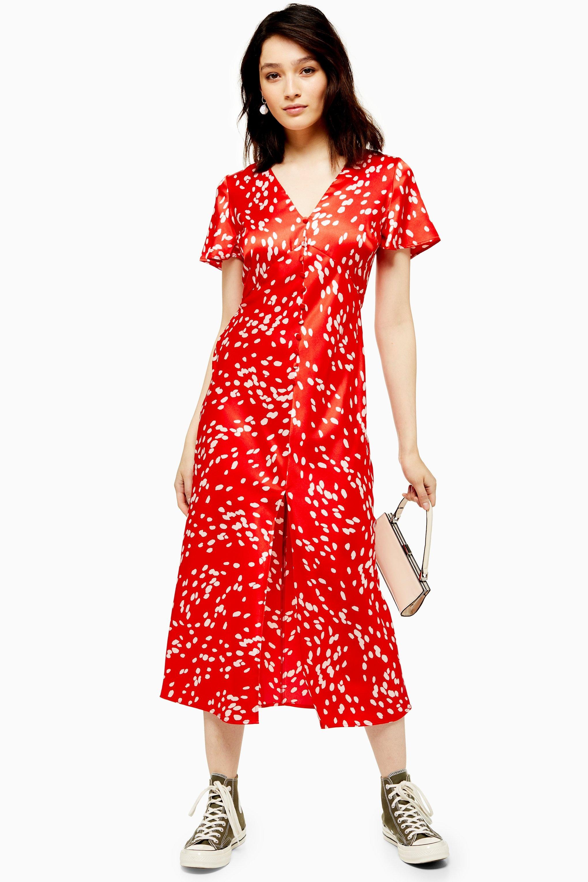 topshop red long dress