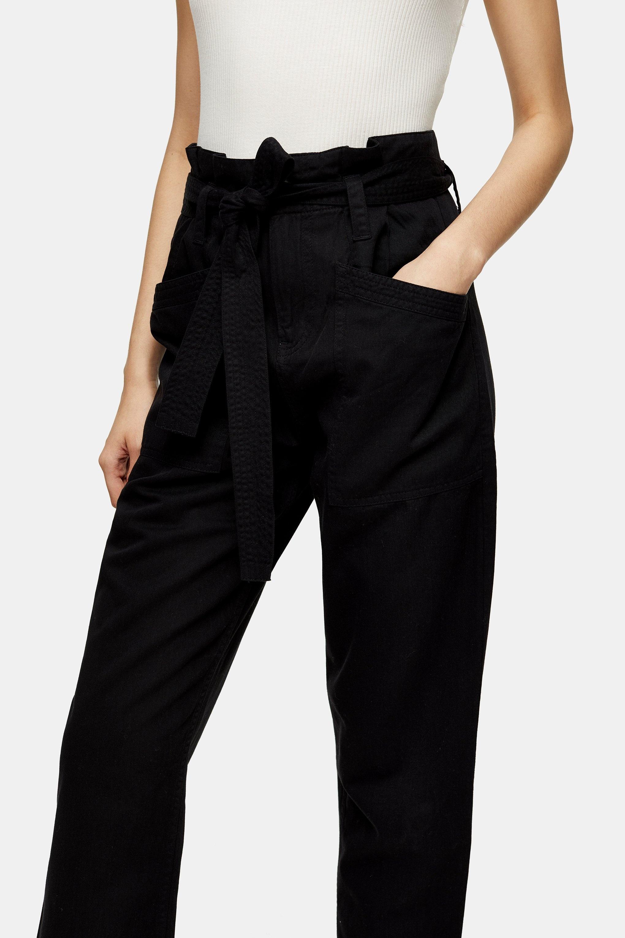 Synthetic Black Paperbag Waist Tapered Trousers Save 34 Lyst