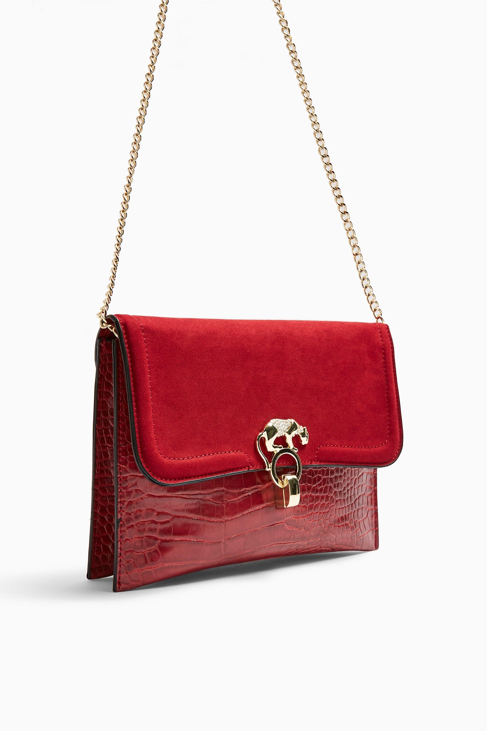 red clutch bag topshop