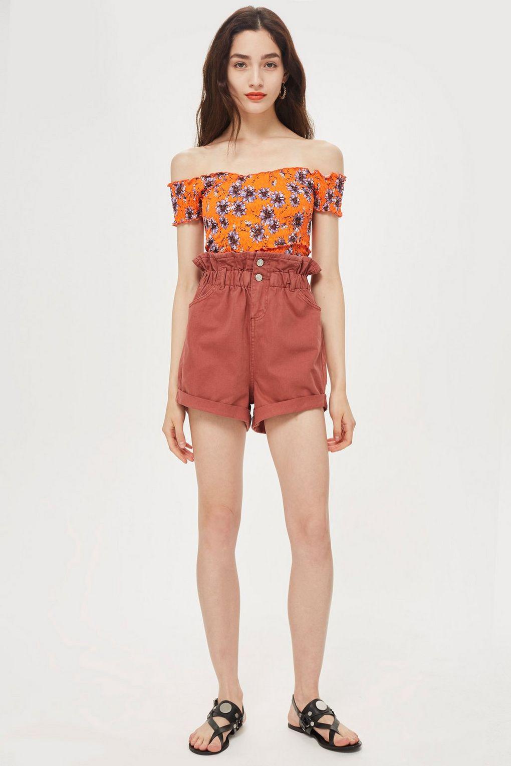 topshop paperbag denim shorts