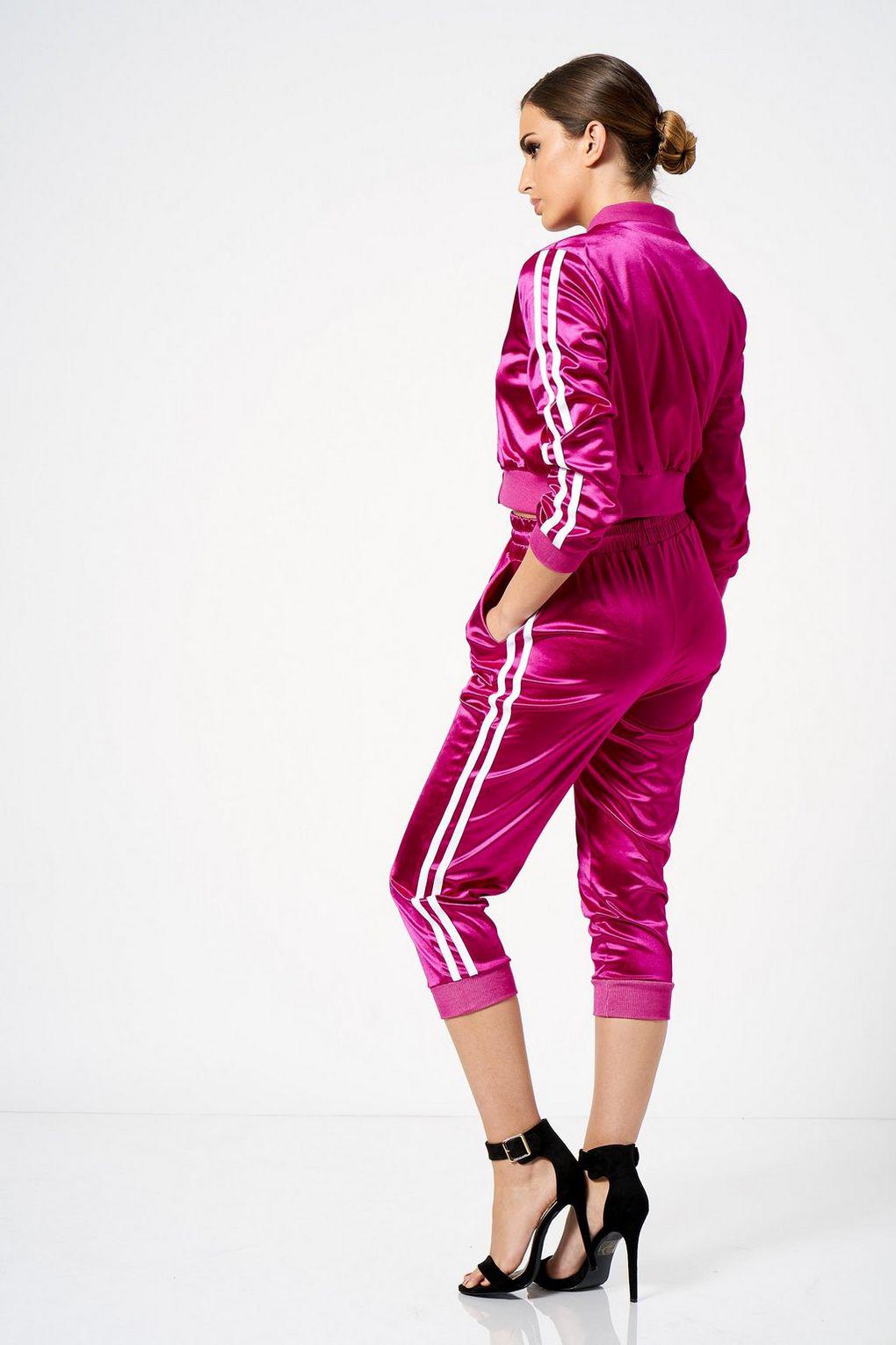 pink satin tracksuit