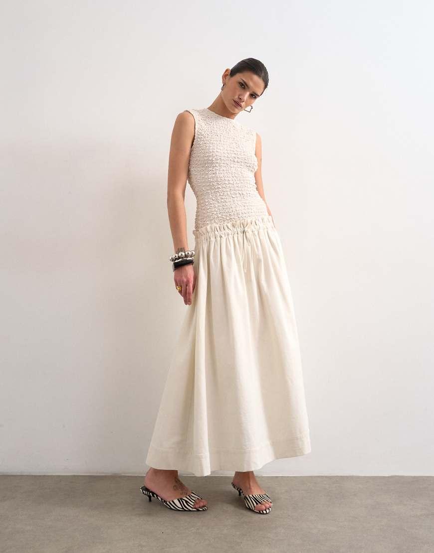 topshop tiered midi dress Topshop | Dresses | Topshop Tiered Tie Chuckon Long Sleeve Midi Dress Aline Trapeze Ivory New 6