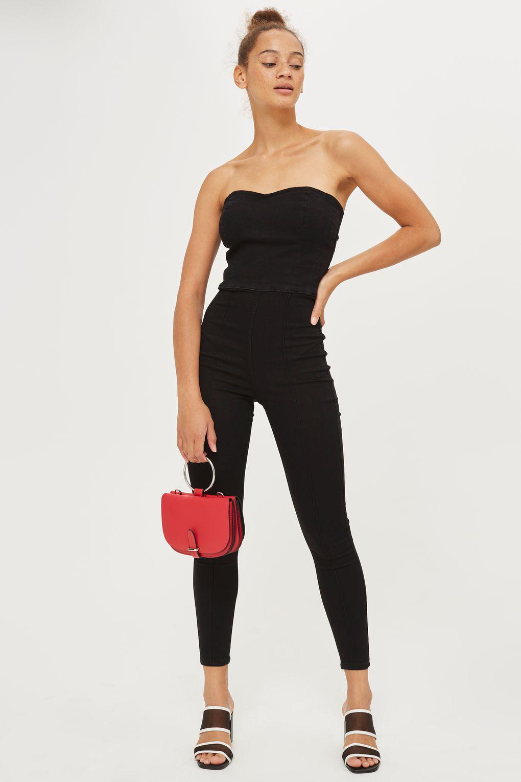 black denim jumpsuit topshop